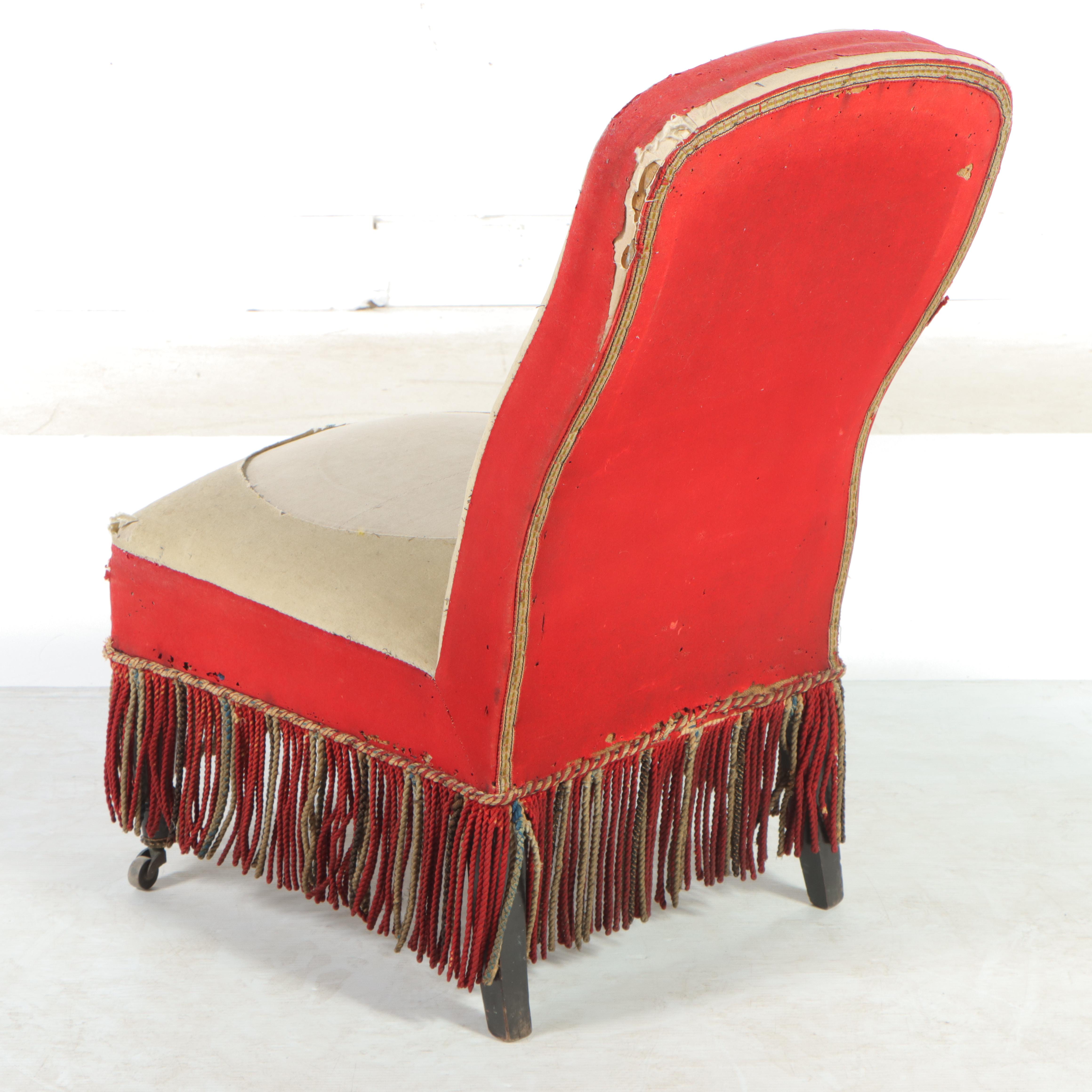 Napoleon III Ebonized Beech Low Chair, Mid to Late 19th Century