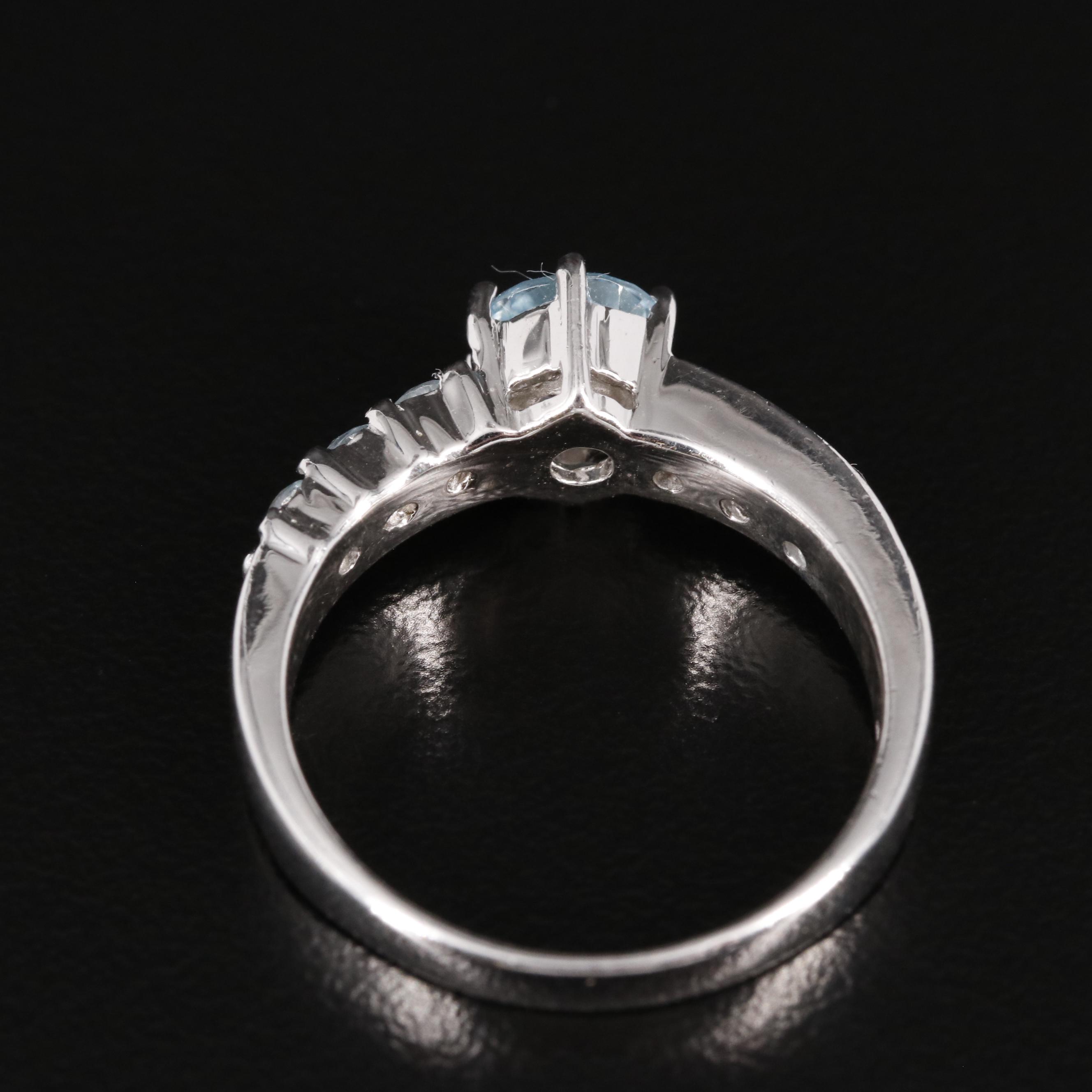 Sterling Blue Topaz Side Stone Ring