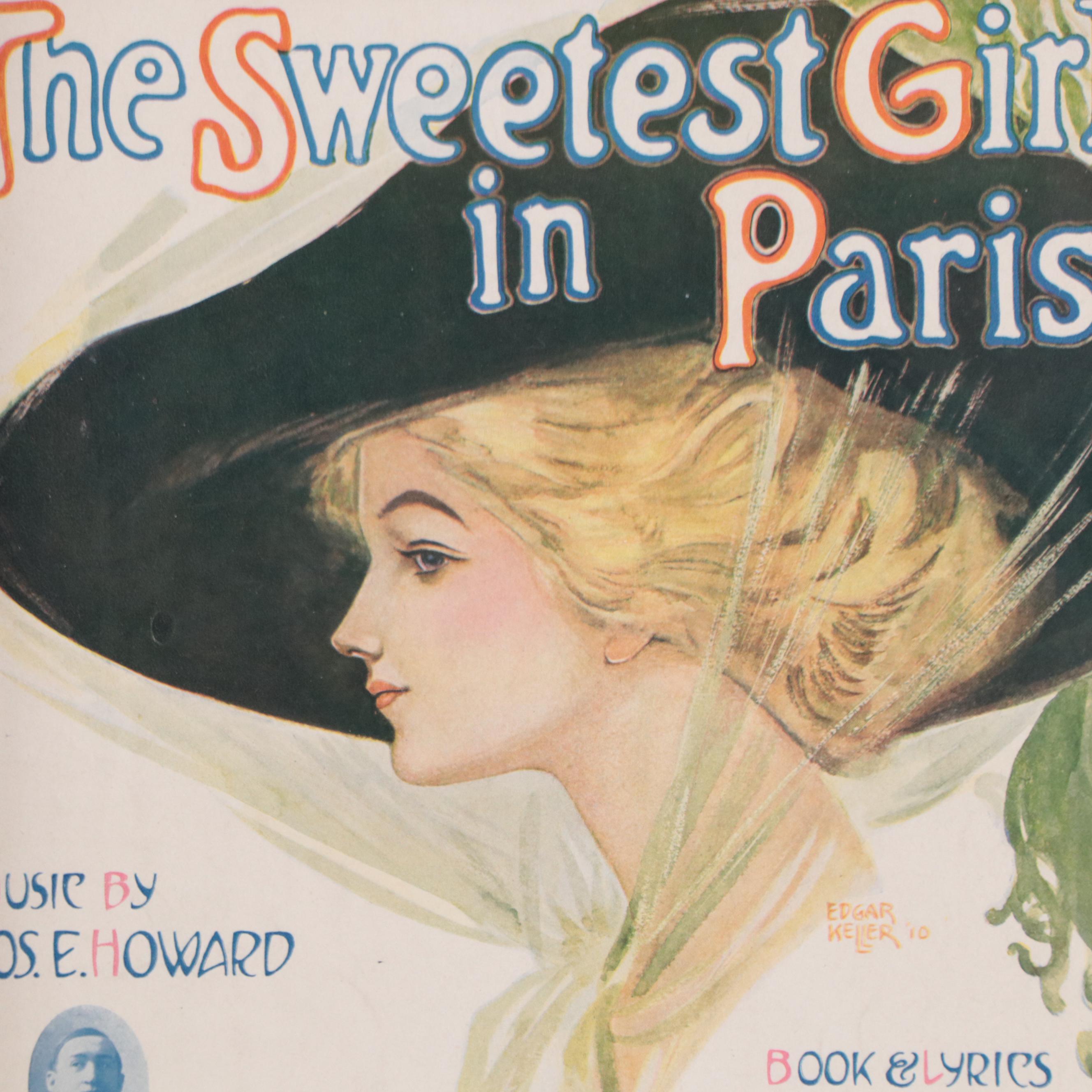 Letterpress Halftone Opera Advertisement "The Sweetest Girl in Paris"