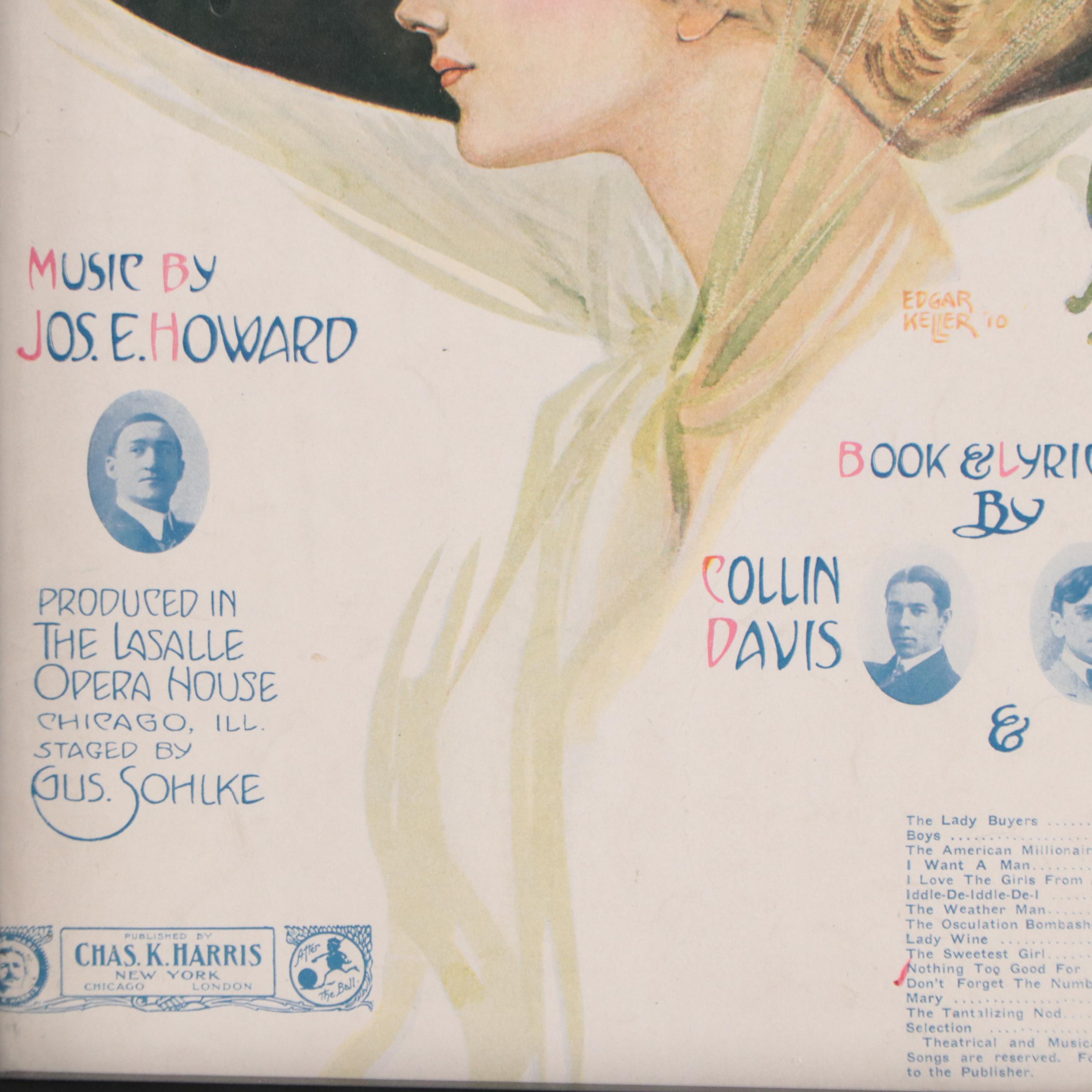 Letterpress Halftone Opera Advertisement "The Sweetest Girl in Paris"