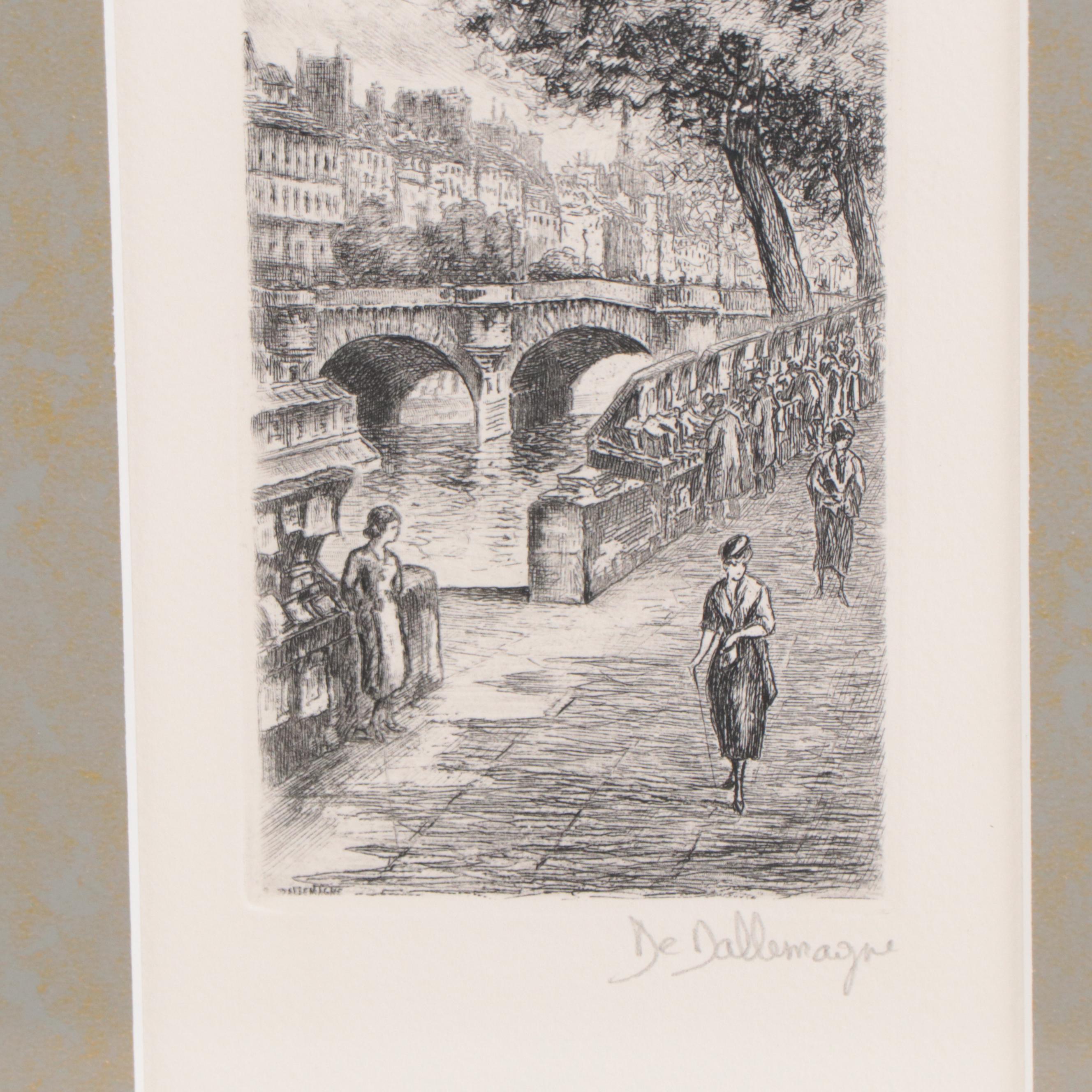 Paris Cityscape Etching After Aimé Edmond Dallemagne