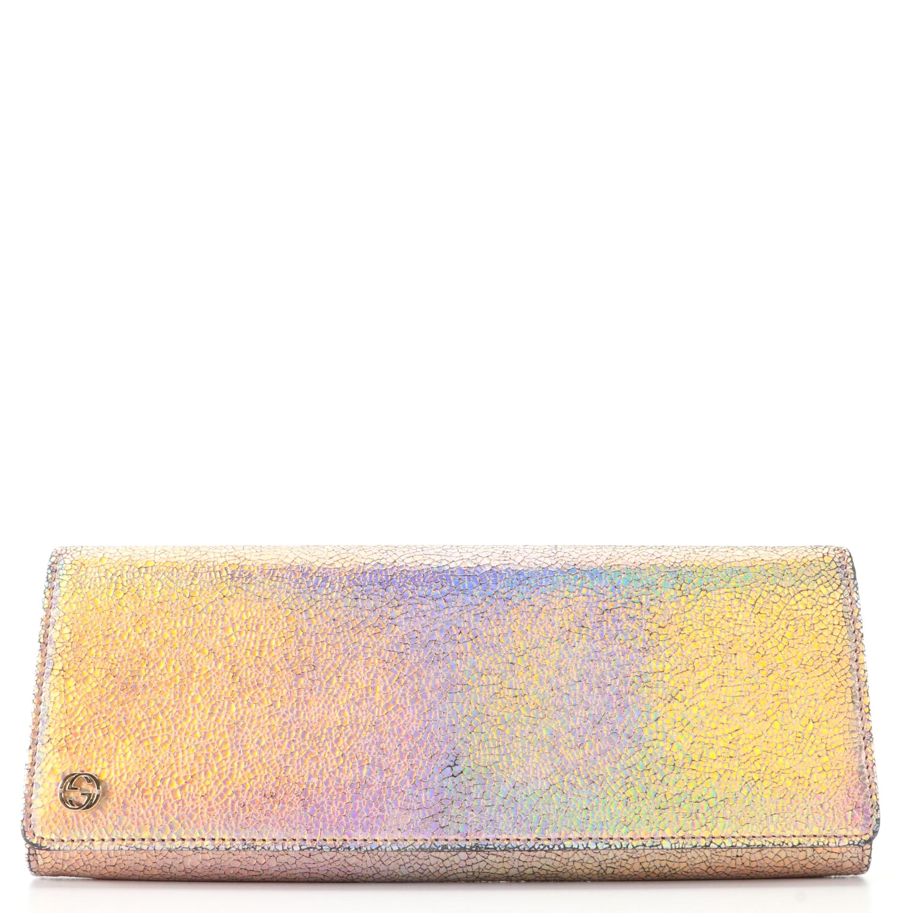 Gucci Broadway Clutch in Hologram Metallic Leather