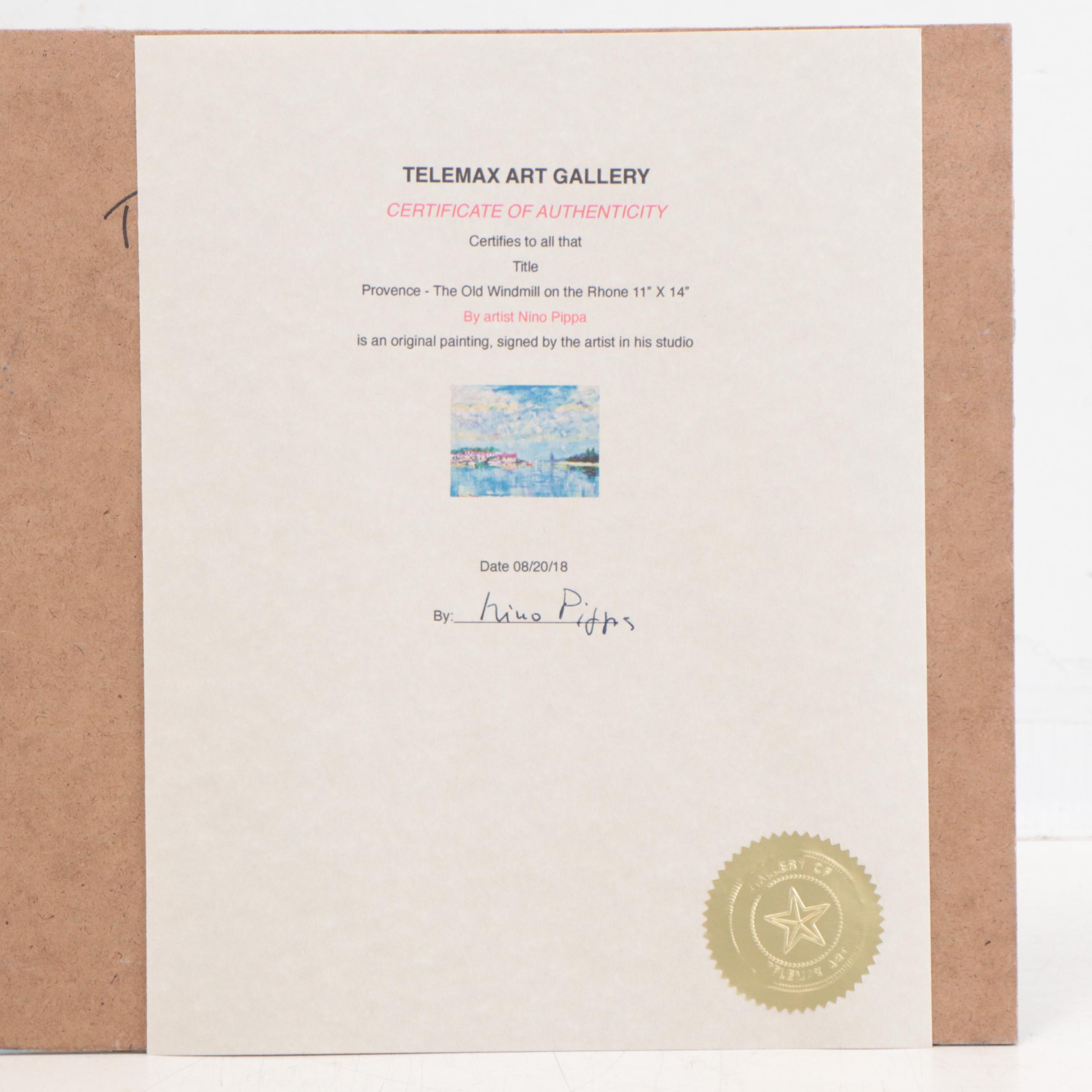 Nino Pippa Oil Painting "Provence - The Old Windmill on the Rhone," 2018