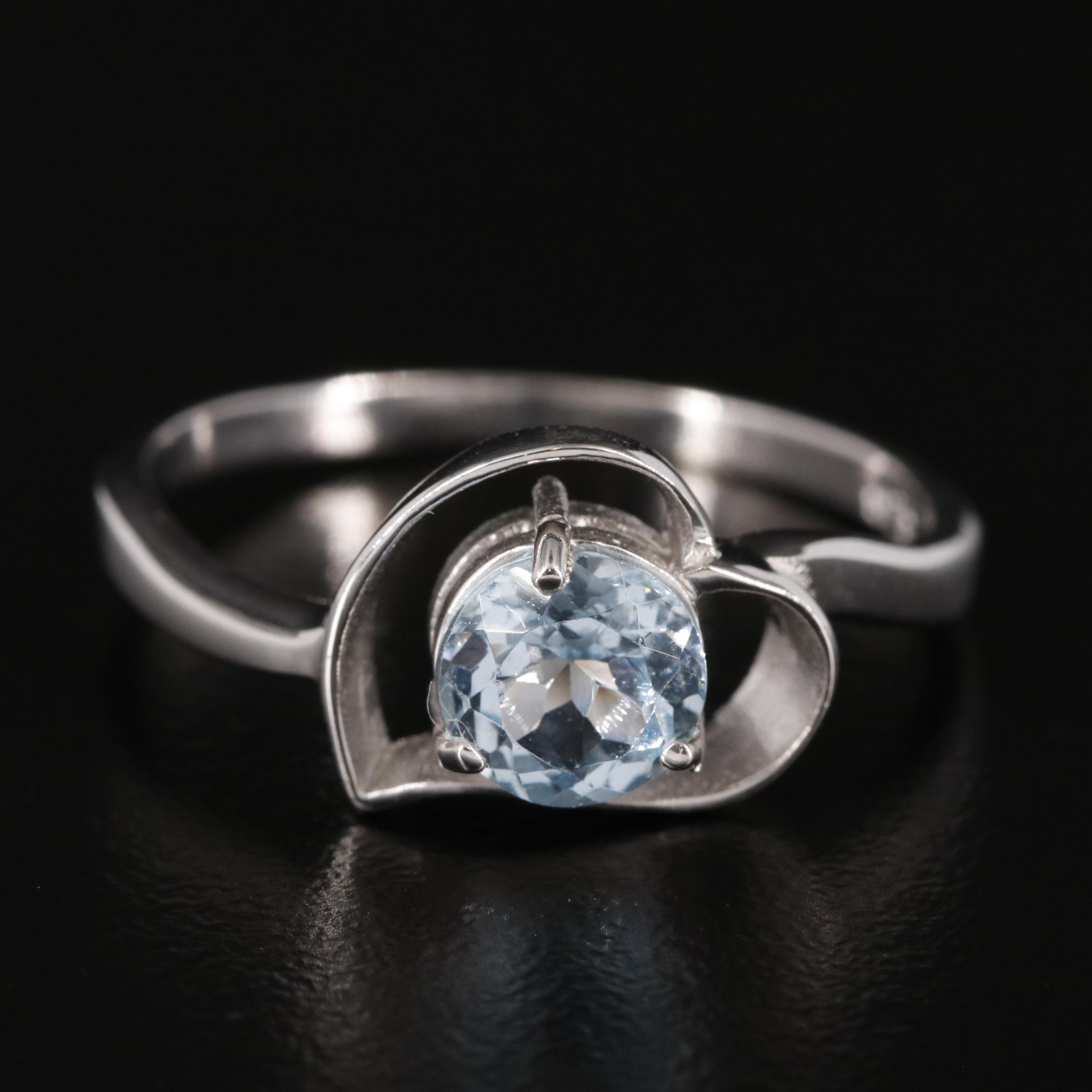 Sterling Blue Topaz Heart Ring