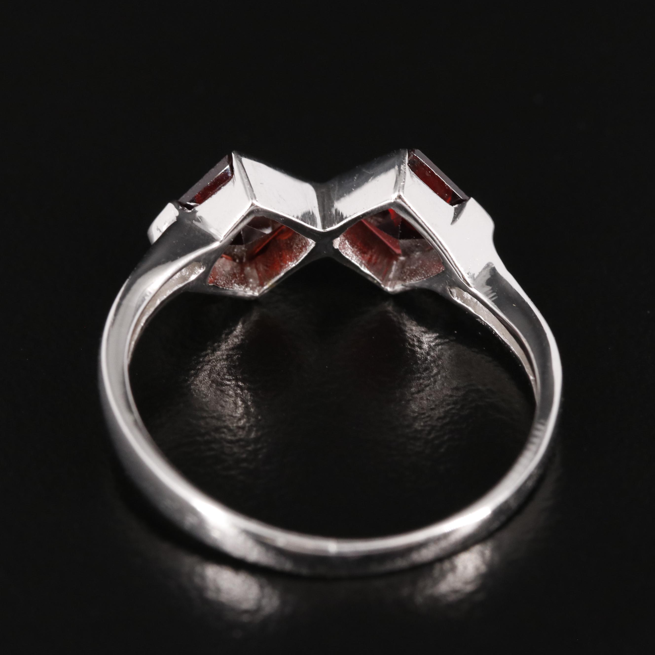 Sterling Garnet Two Stone Ring
