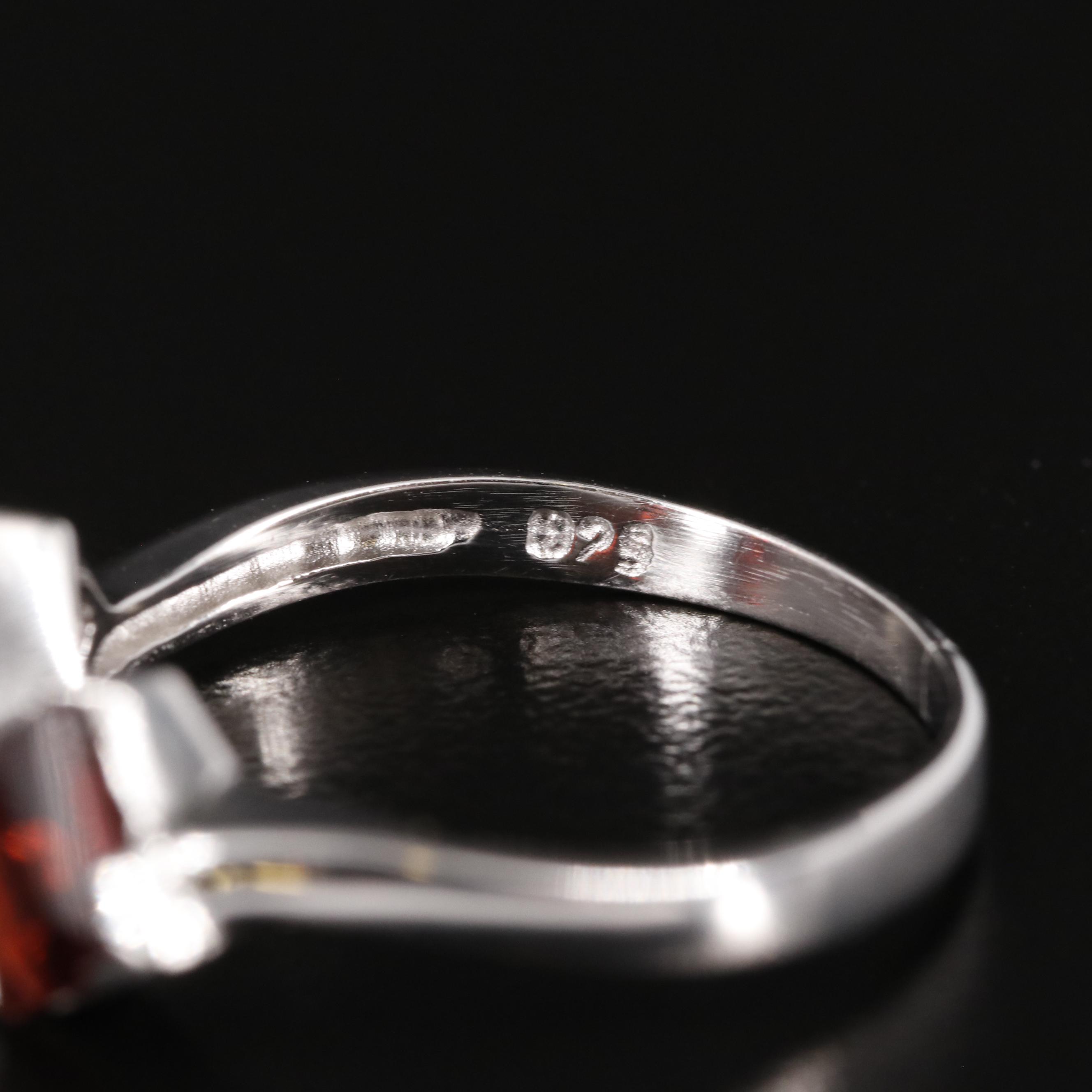 Sterling Garnet Two Stone Ring