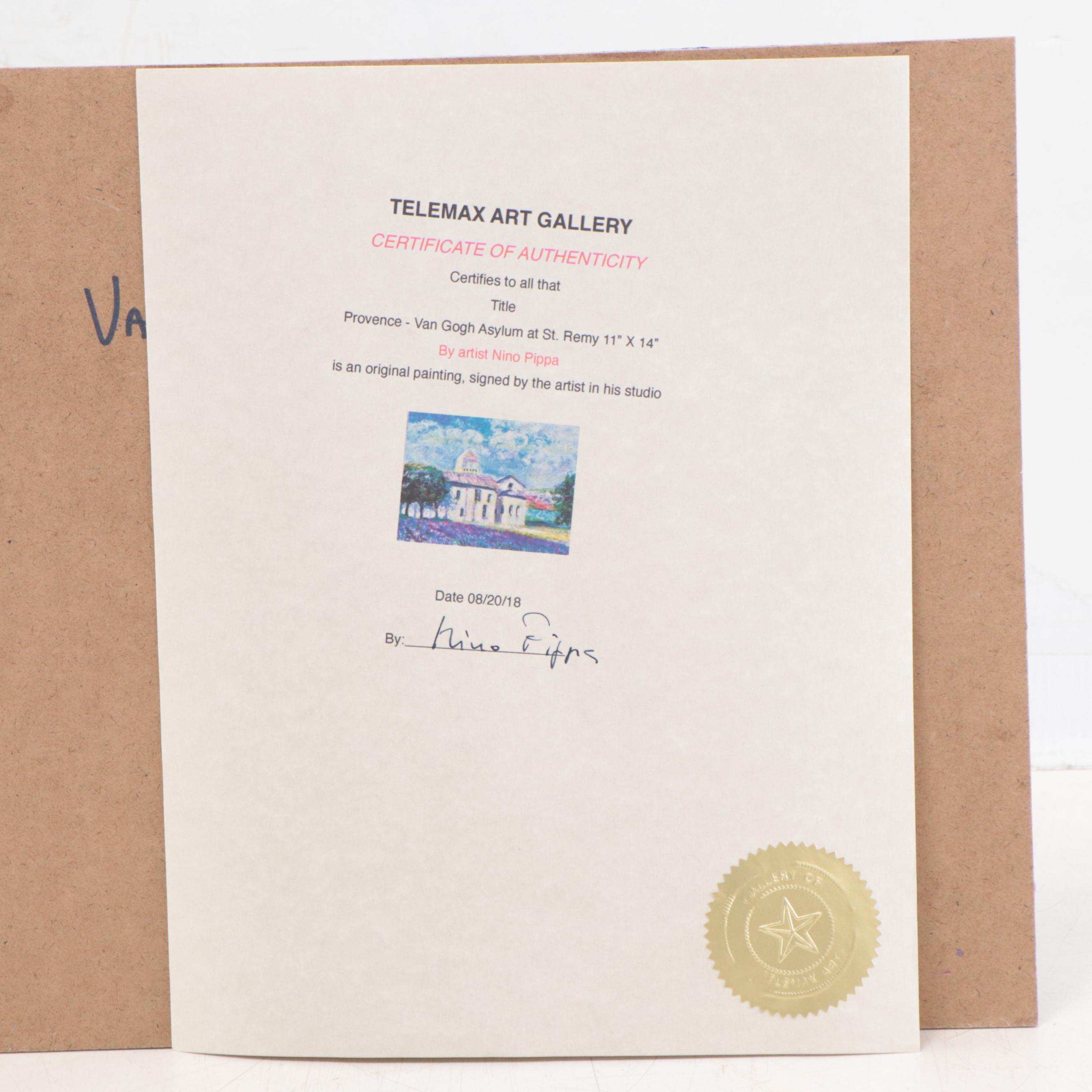 Nino Pippa Oil Painting "Provence - Van Gogh Asylum at St. Remy," 2018