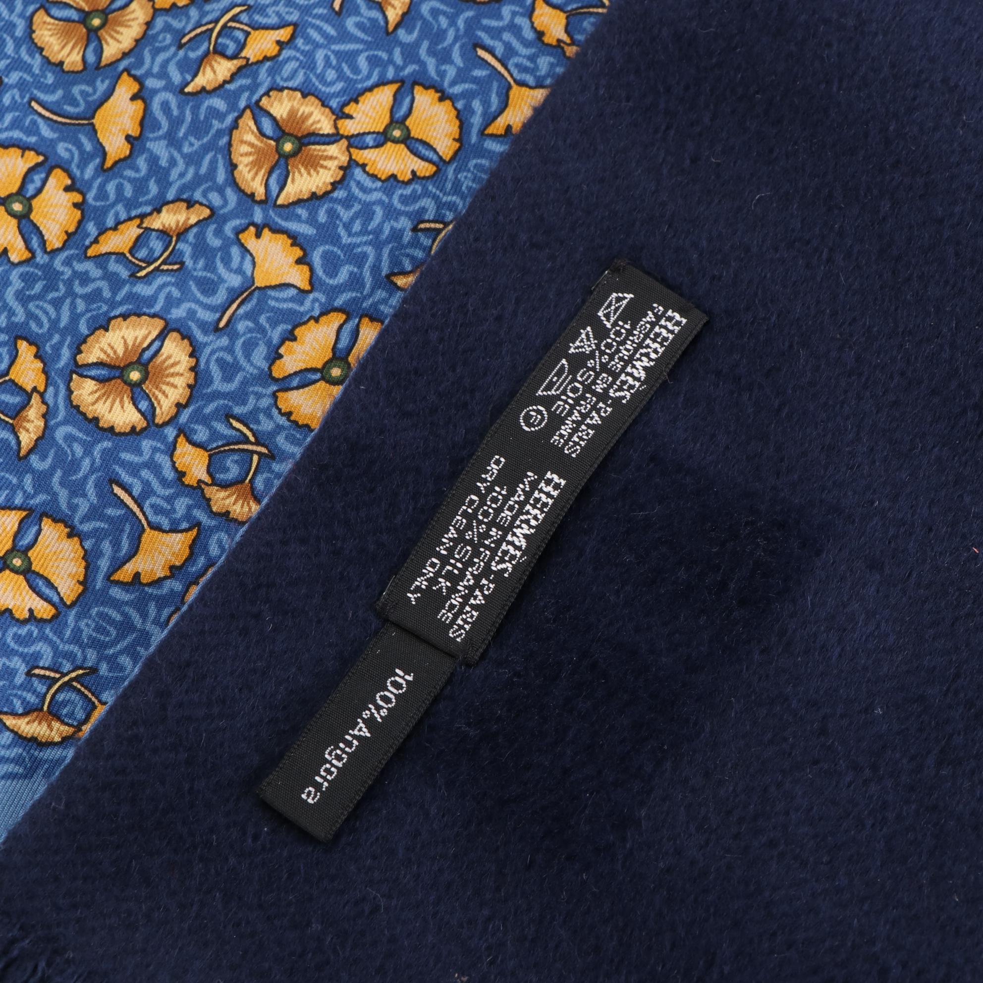 Hermès Reversible Printed Silk and Angora Muffler Scarf