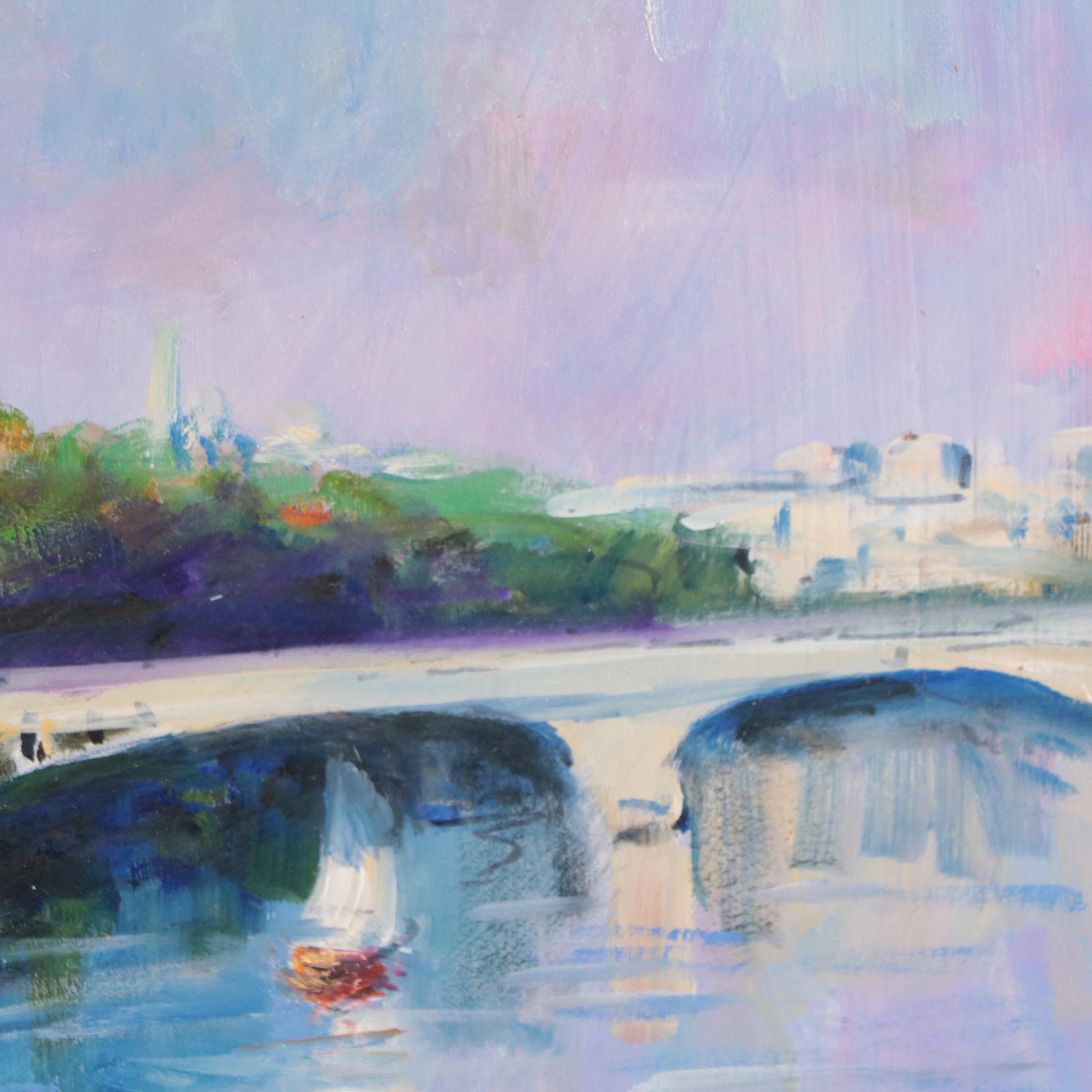 Nino Pippa Oil Painting "Paris - Eiffel Tower from Rive Droit, 2017