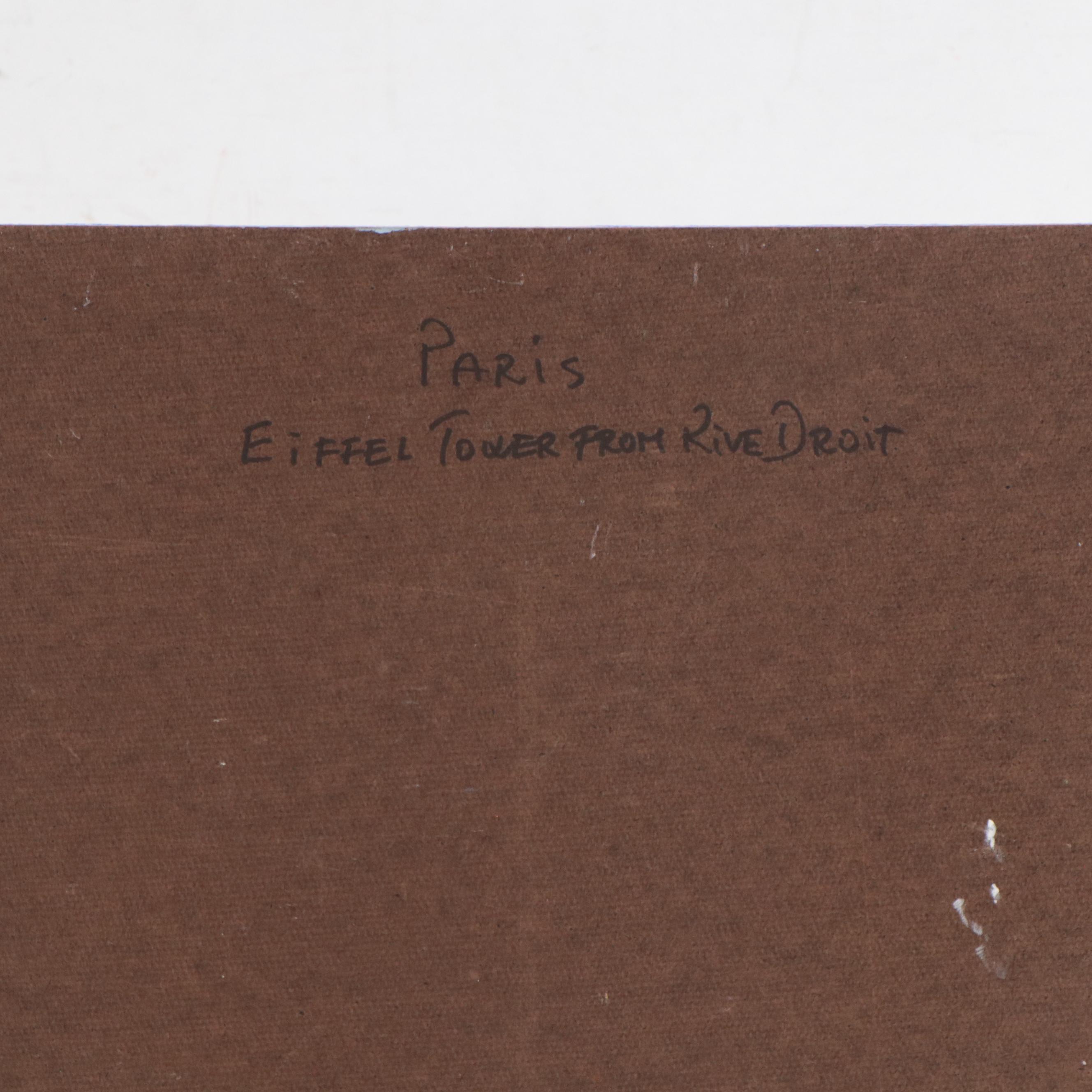 Nino Pippa Oil Painting "Paris - Eiffel Tower from Rive Droit, 2017