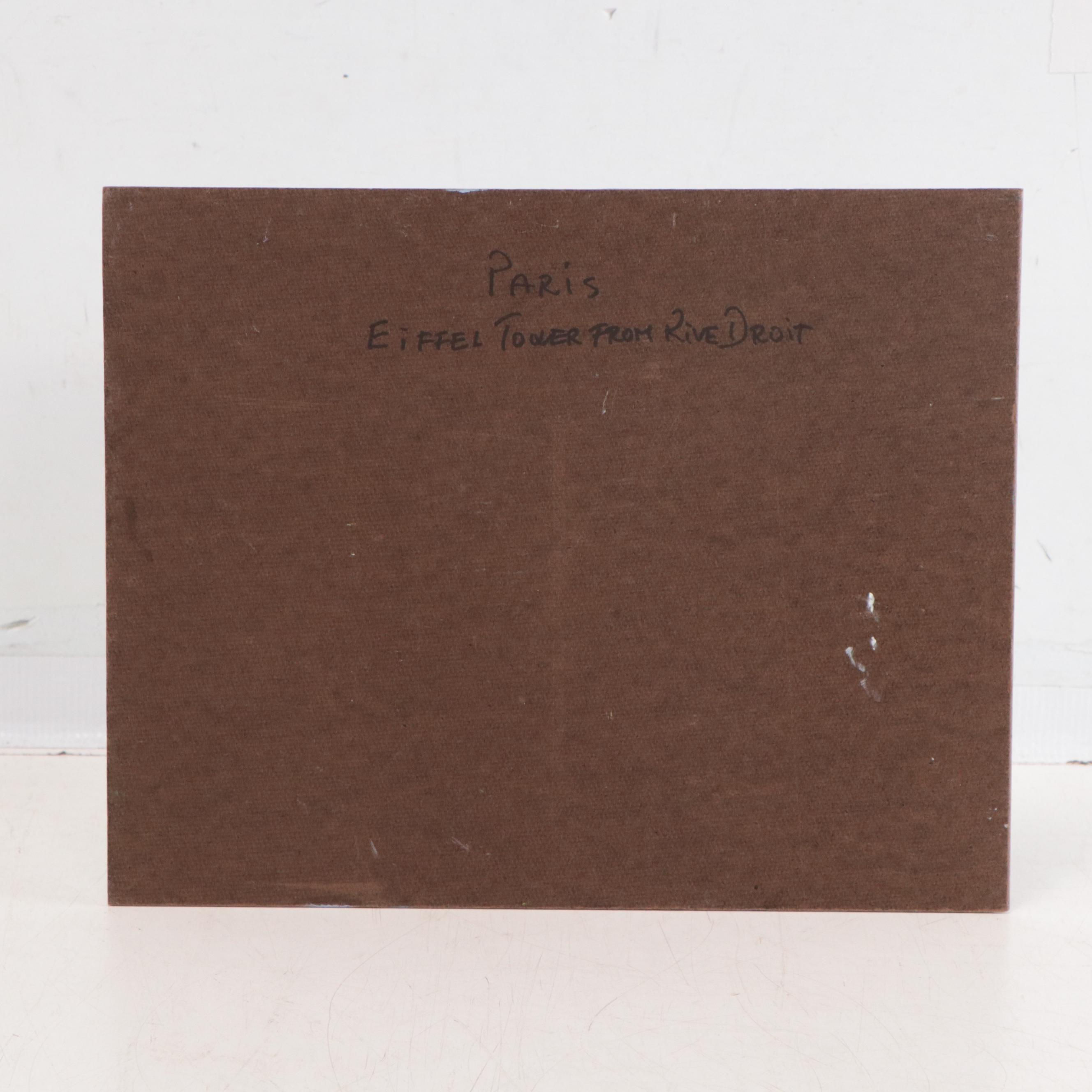 Nino Pippa Oil Painting "Paris - Eiffel Tower from Rive Droit, 2017