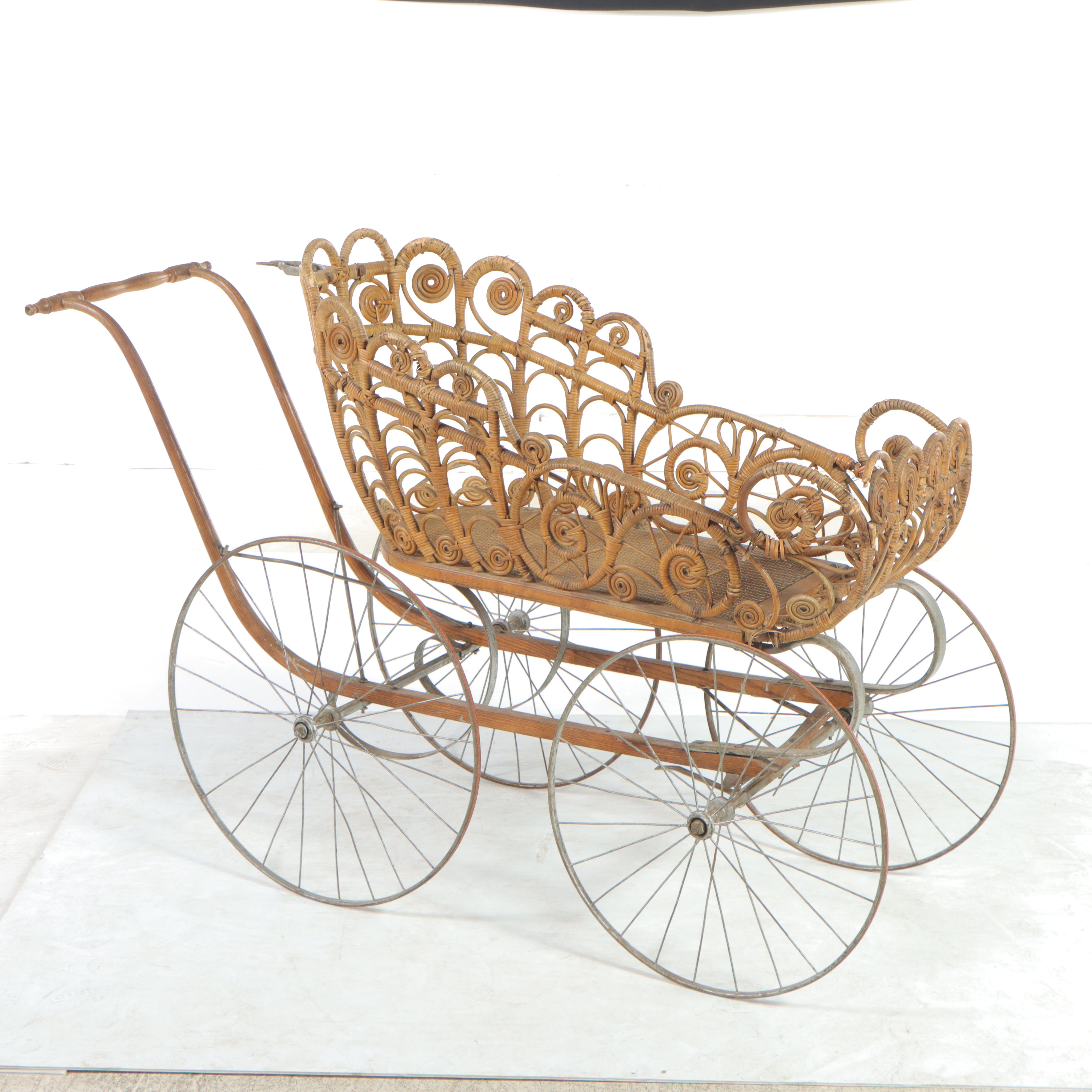 Late Victorian Wicker Pram, Early 20th Century