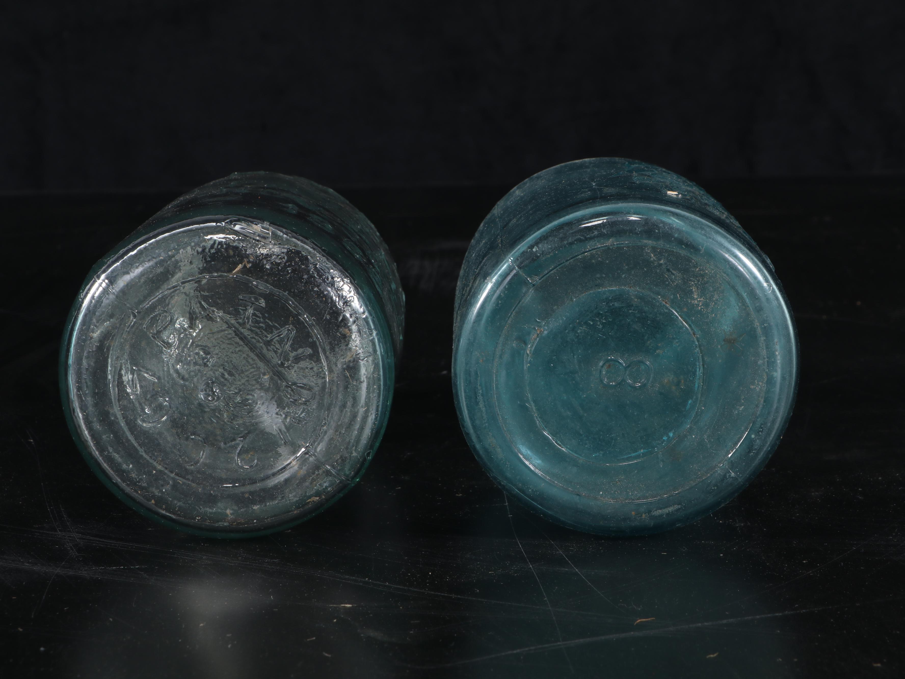 Ball Blue Glass with Other Canning Jars and Water Jug, Early to Mid-20th Century