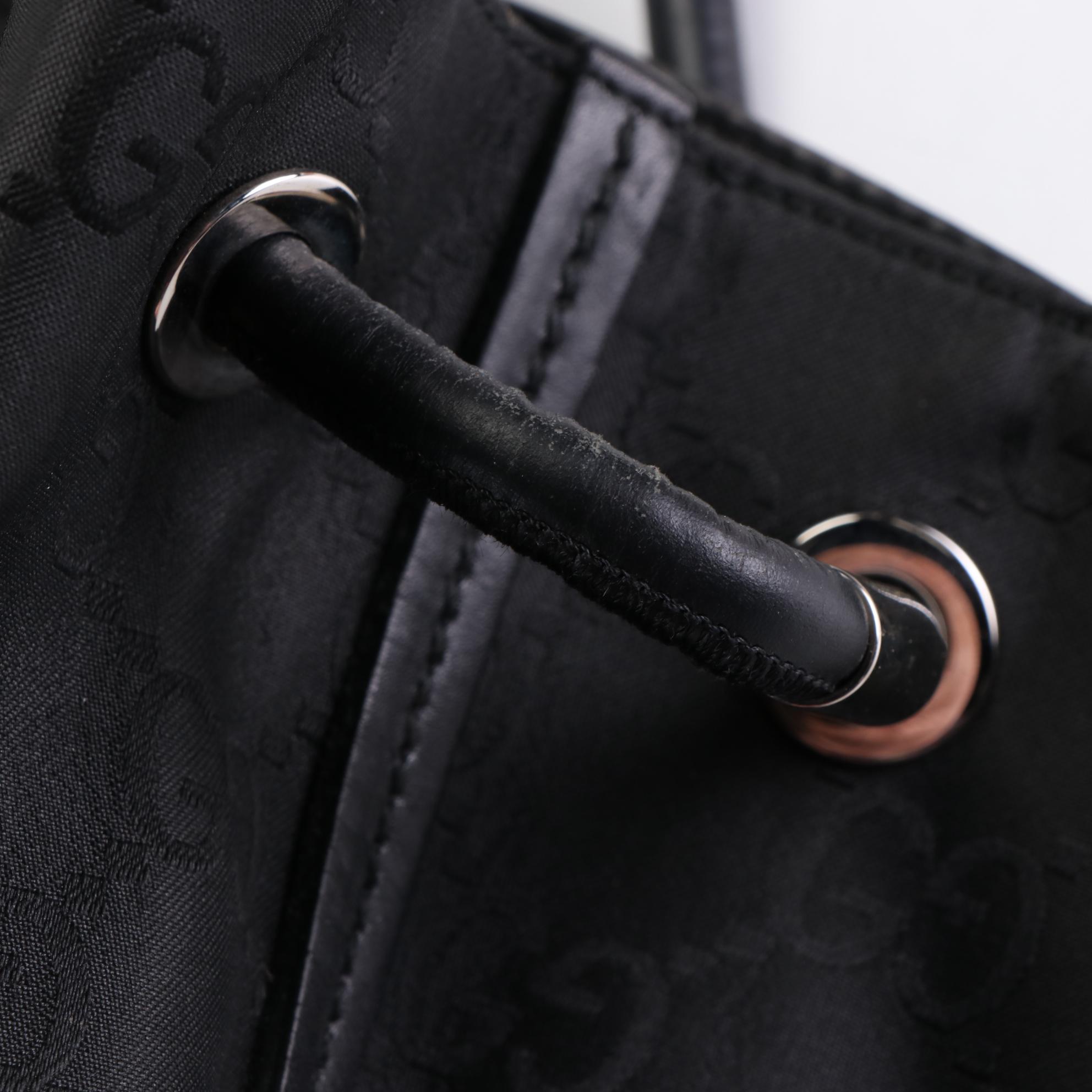 Gucci Gifford Tote Bag in Black GG Nylon Jacquard with Leather Handles