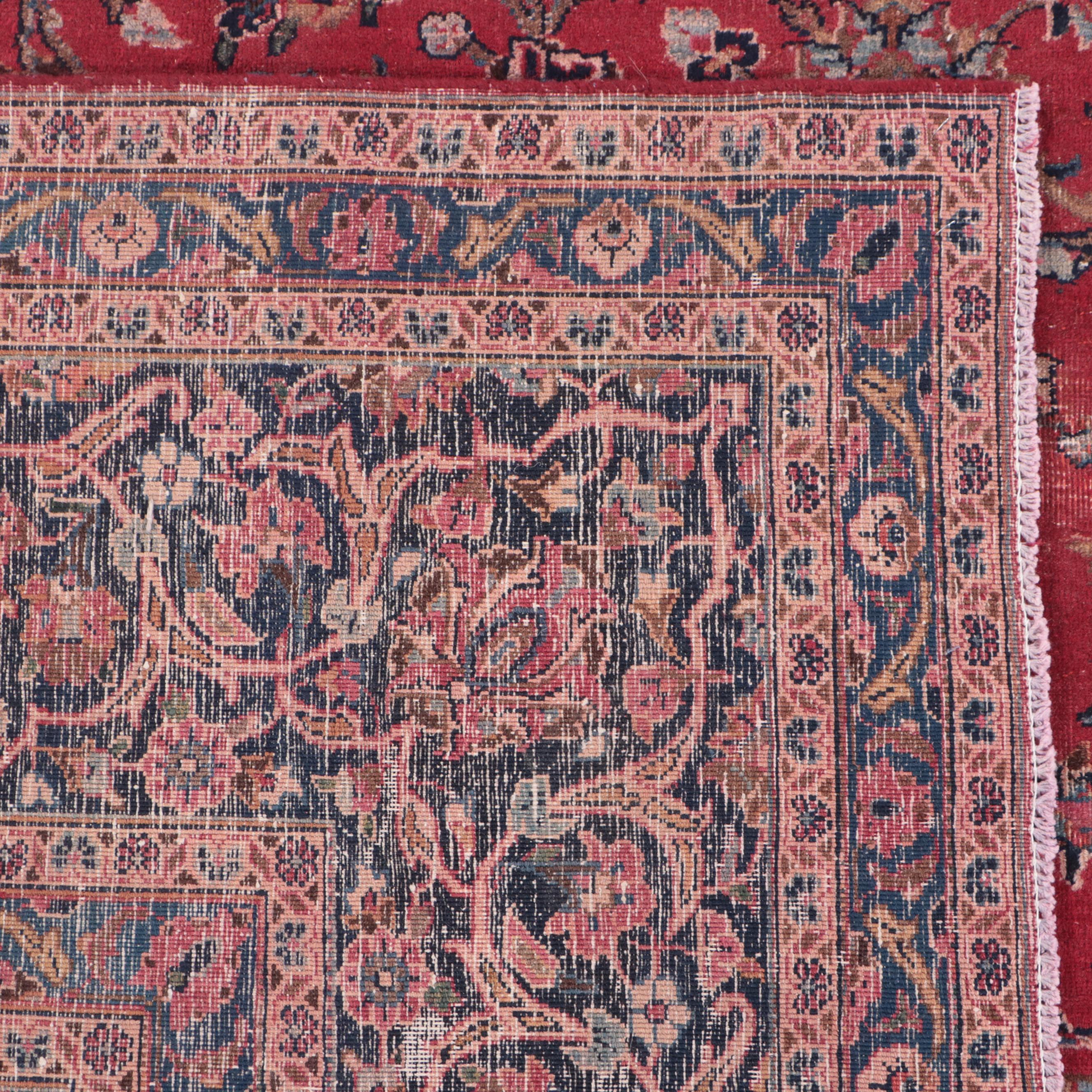 9'6 x 12'11 Hand-Knotted Persian Kashan Room Sized Rug