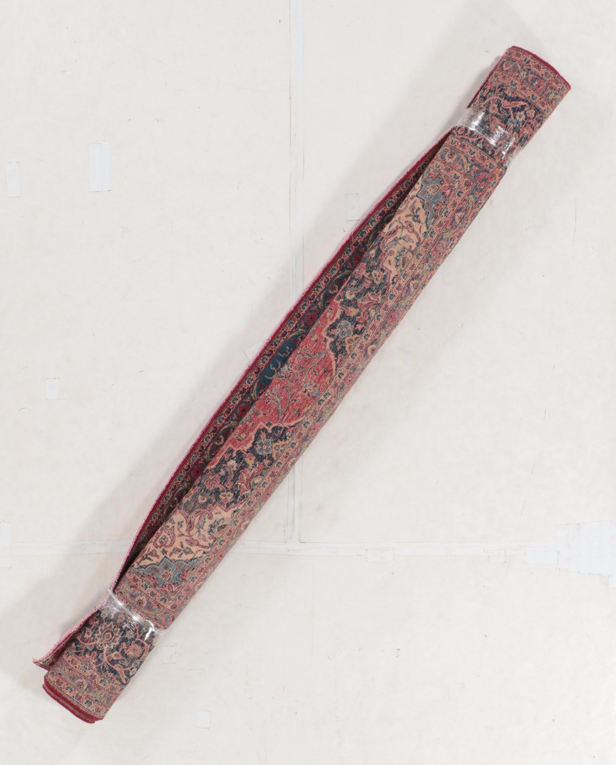 9'6 x 12'11 Hand-Knotted Persian Kashan Room Sized Rug