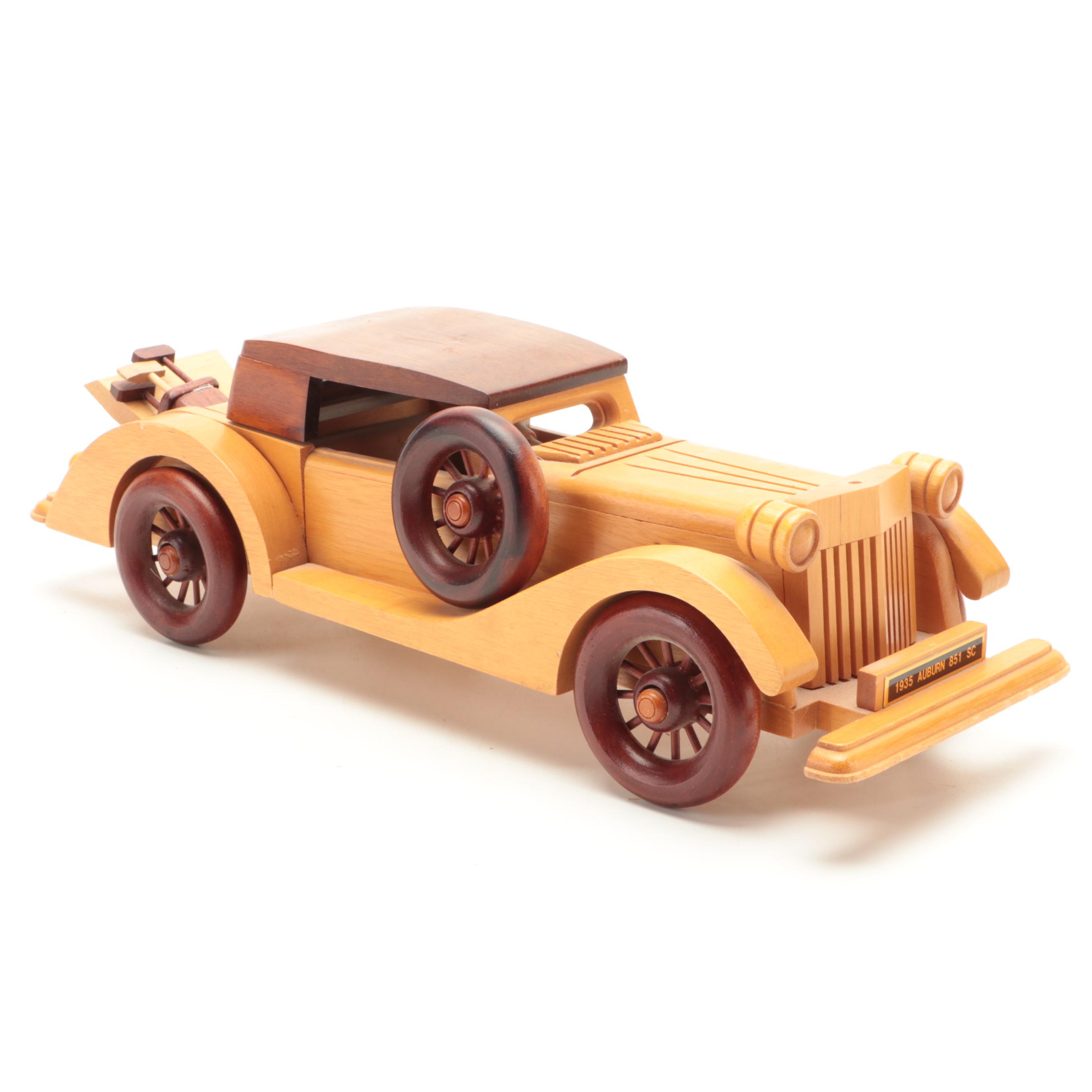 Auburn Speedster and Model T Style Carved Wooden Cars