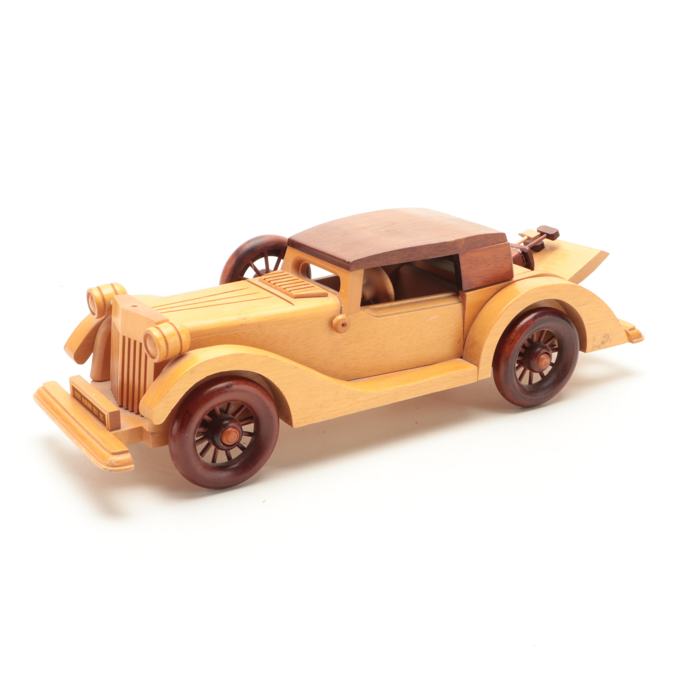 Auburn Speedster and Model T Style Carved Wooden Cars