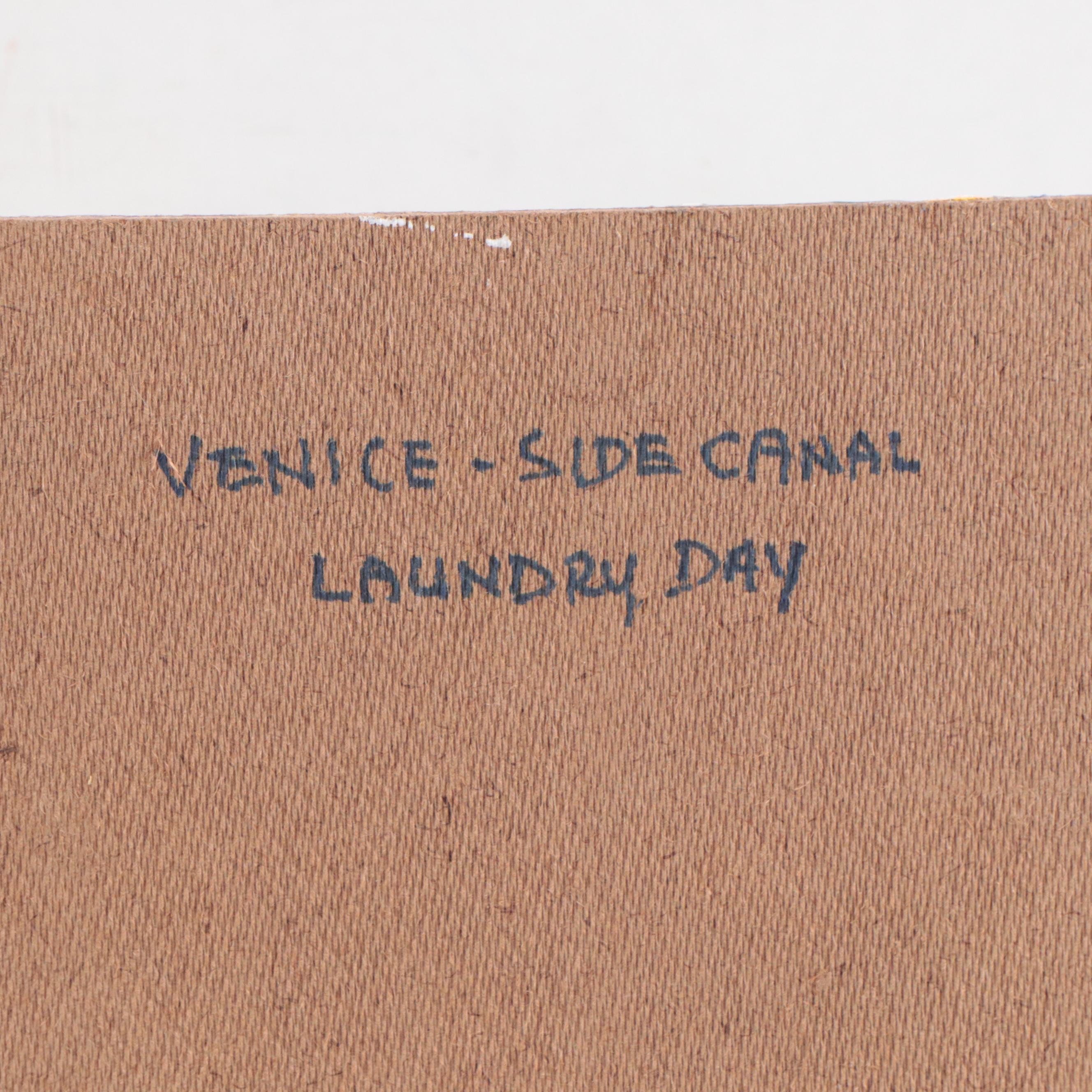 Nino Pippa Oil Painting "Venice - Side Canal / Laundry Day," 2018