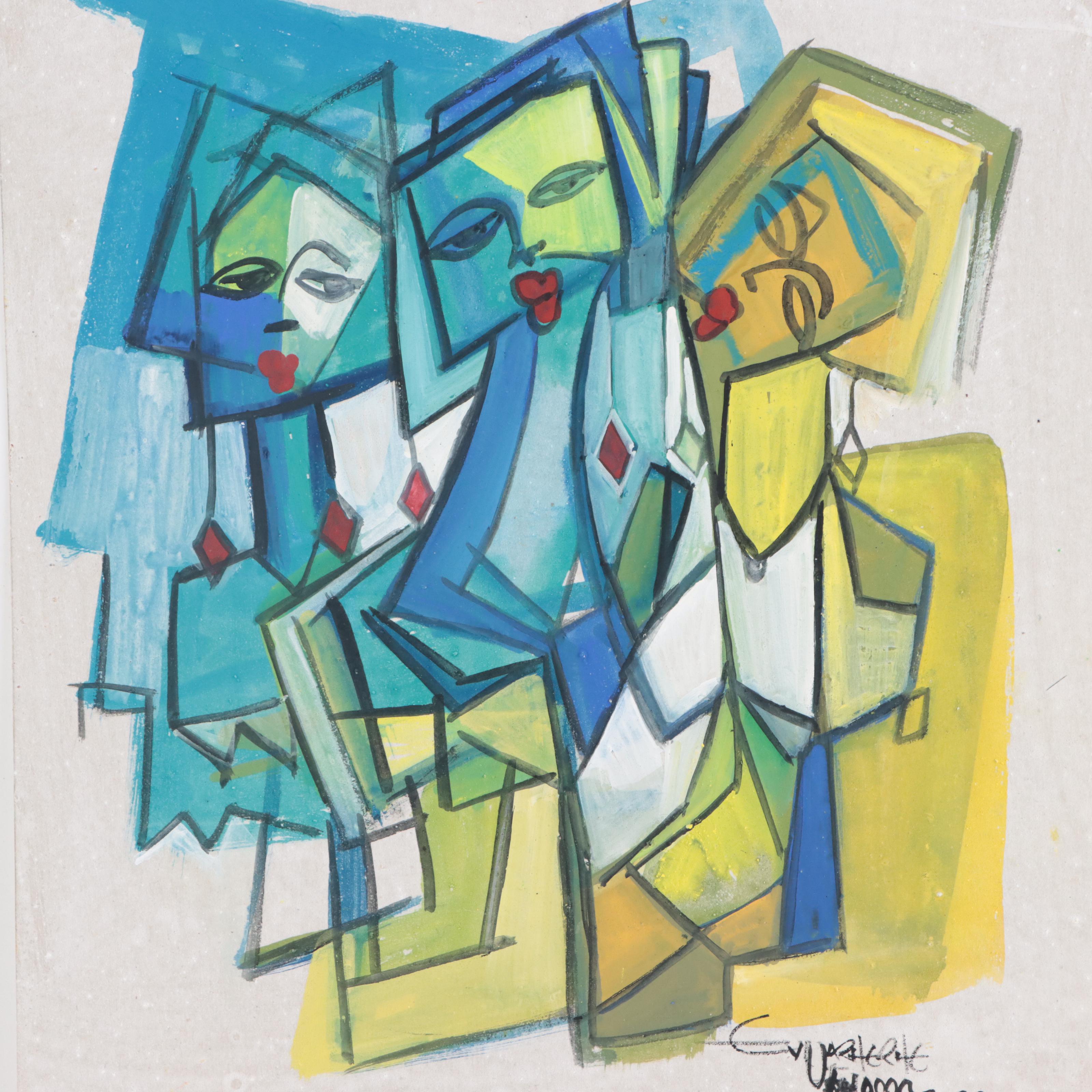 Ufuoma Evuarherhe Acrylic Painting "Three Friends," 2022