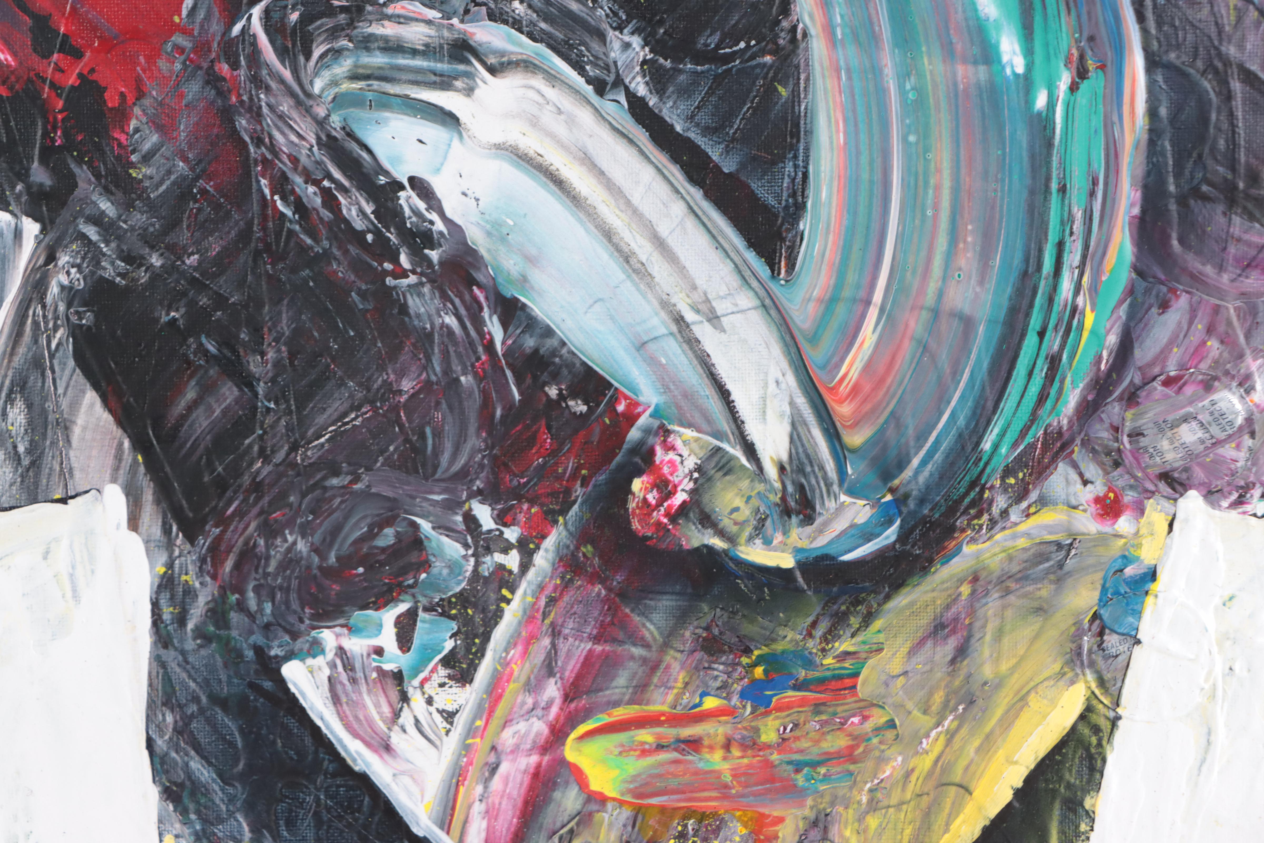 Abiola Idowu Mixed Media Painting "Time II," 2022-2023