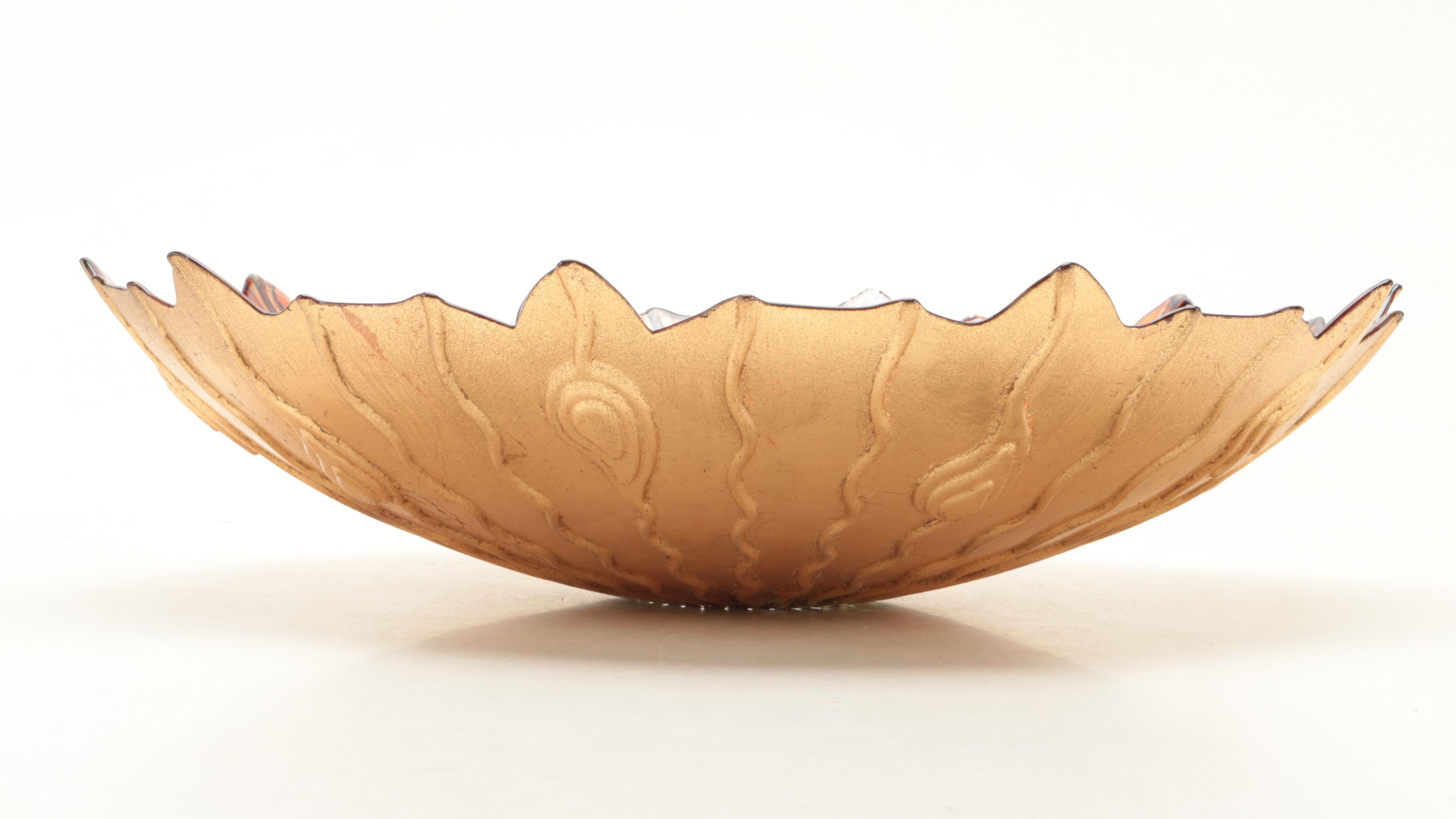 Italian Foiled and Stained Gilded Glass Bowl