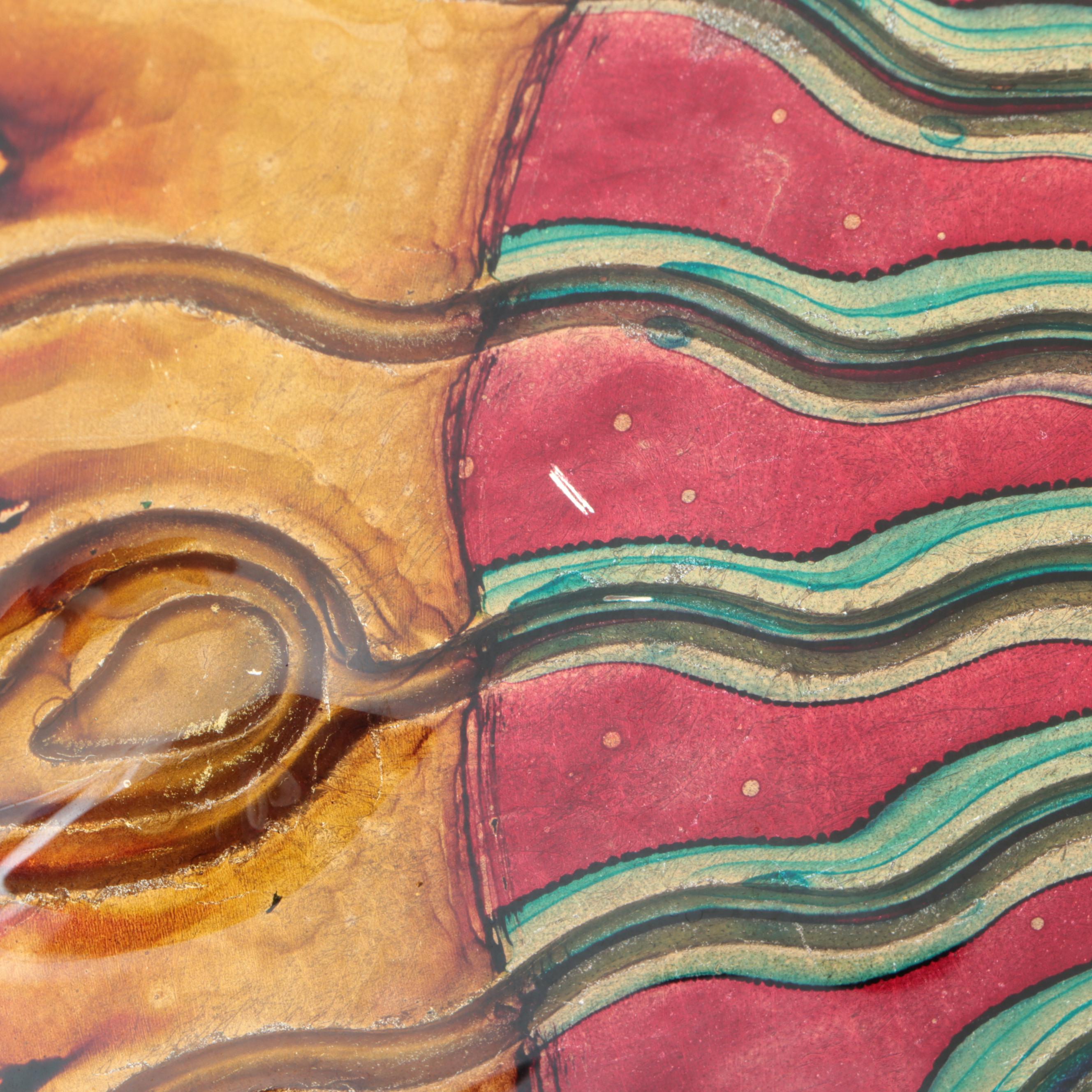 Italian Foiled and Stained Gilded Glass Bowl