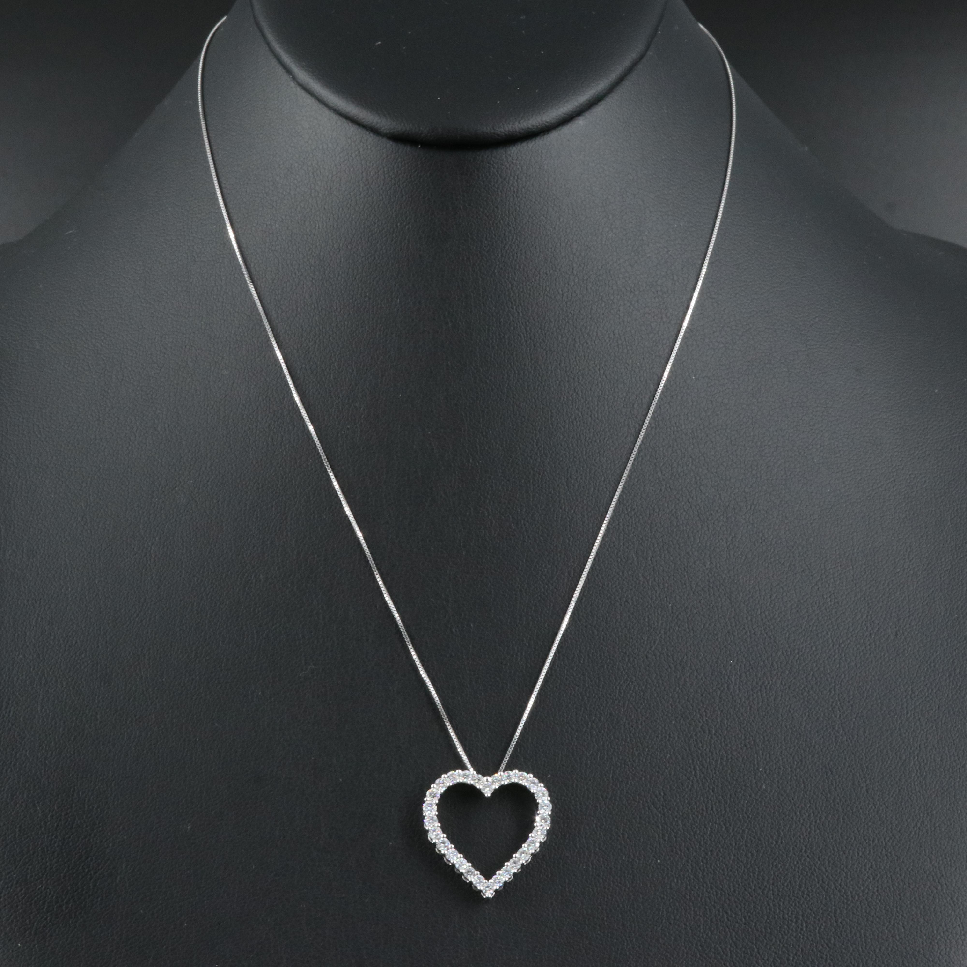 14K 1.00 CTW Lab Grown Diamond Heart Necklace with IGI Online Report