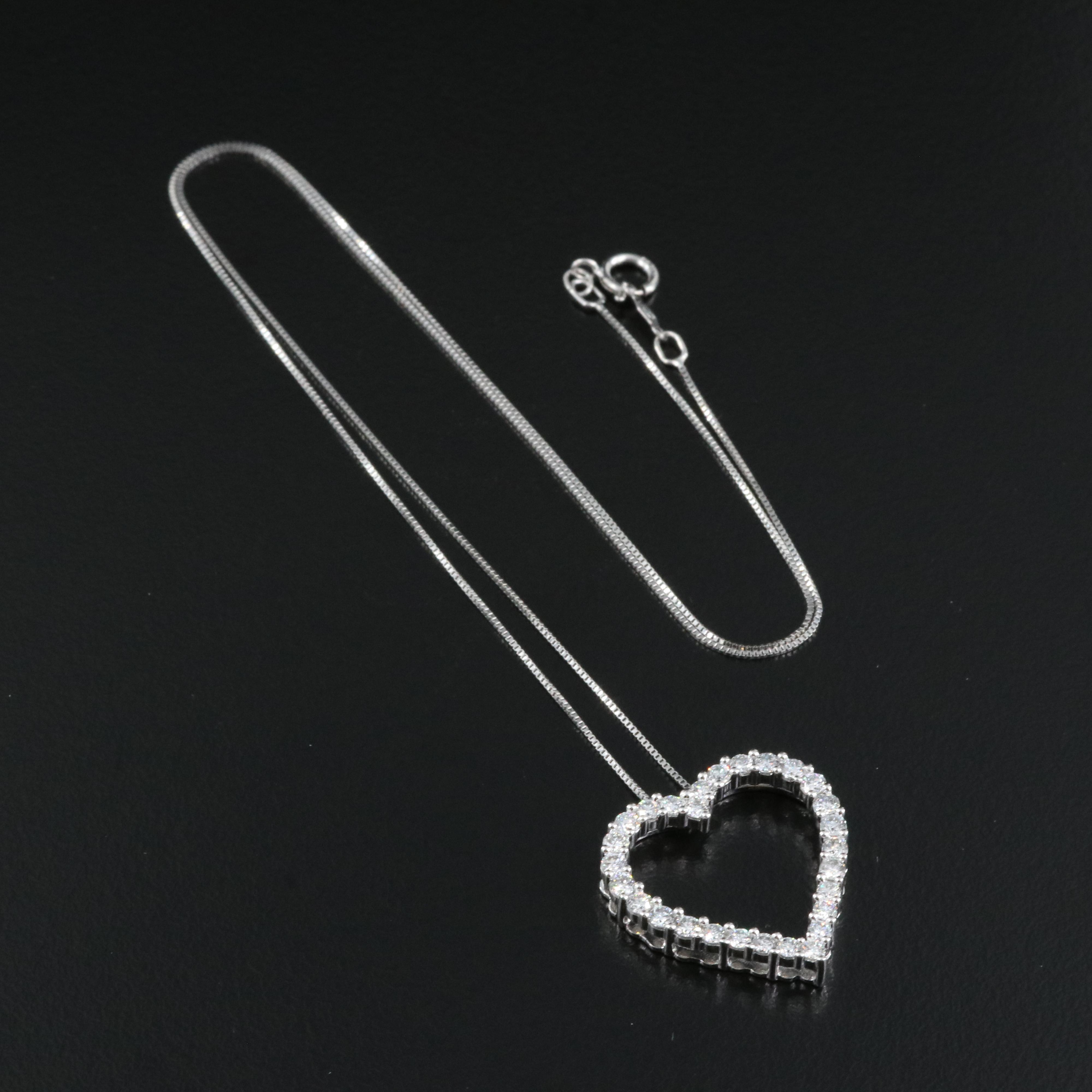 14K 1.00 CTW Lab Grown Diamond Heart Necklace with IGI Online Report