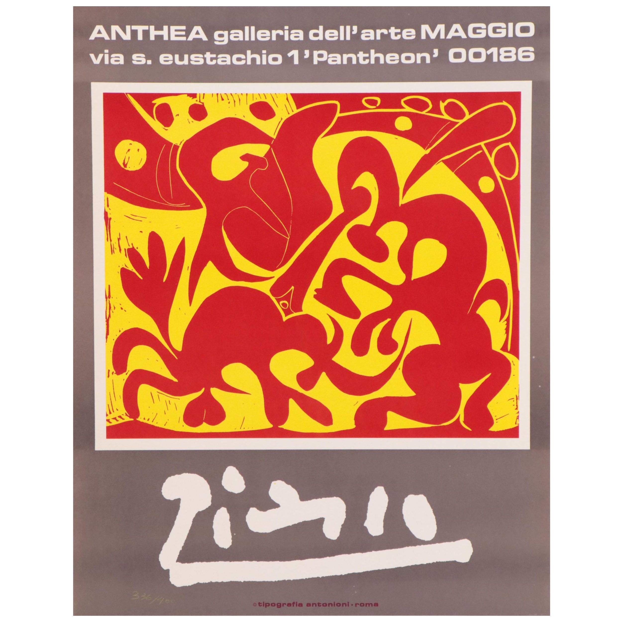 Pablo Picasso Anthea Galleria dell'arte Maggio Exhibition Poster, 1970