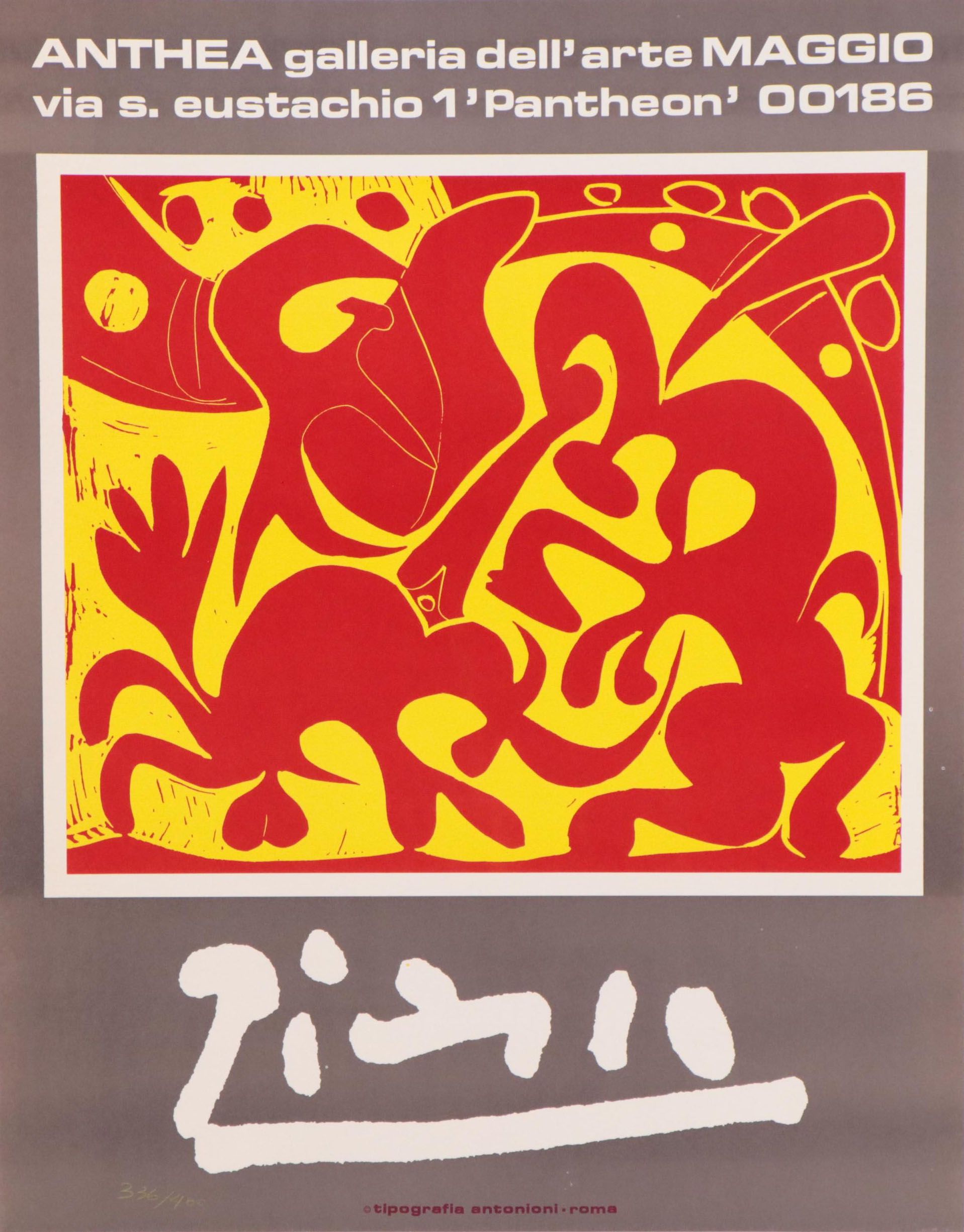 Pablo Picasso Anthea Galleria dell'arte Maggio Exhibition Poster, 1970