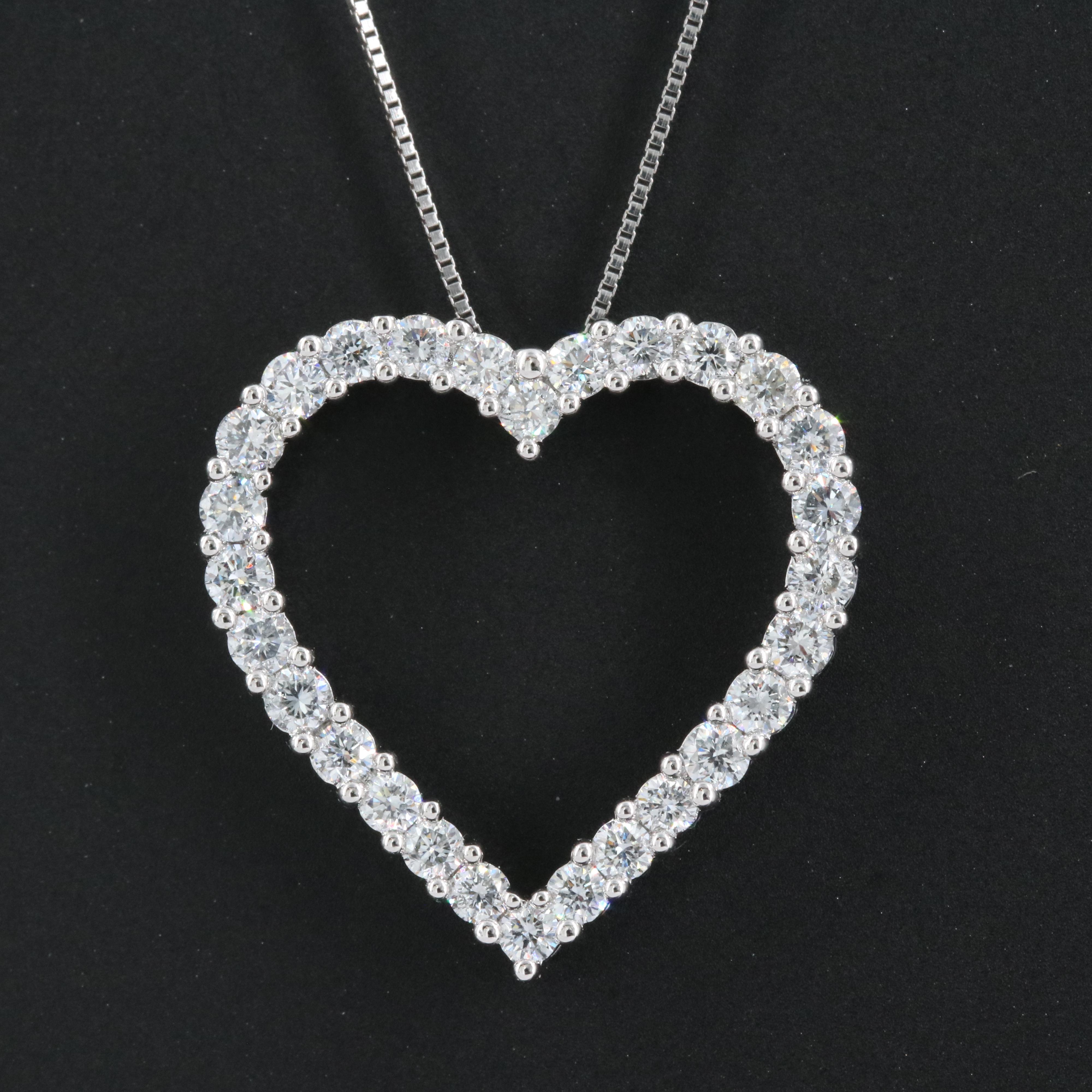 14K 1.00 CTW Lab Grown Diamond Heart Necklace with IGI Online Report
