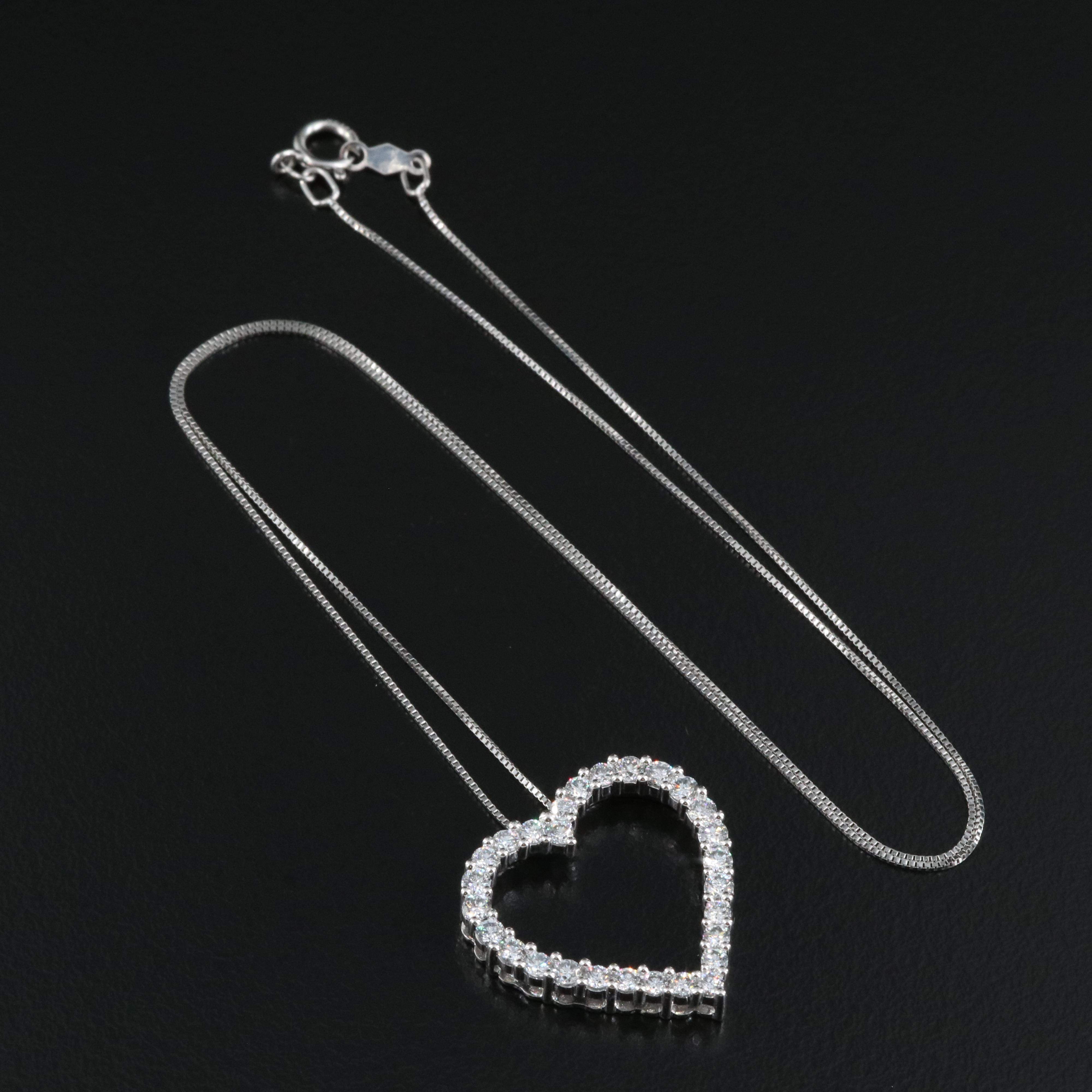 14K 1.00 CTW Lab Grown Diamond Heart Necklace with IGI Online Report