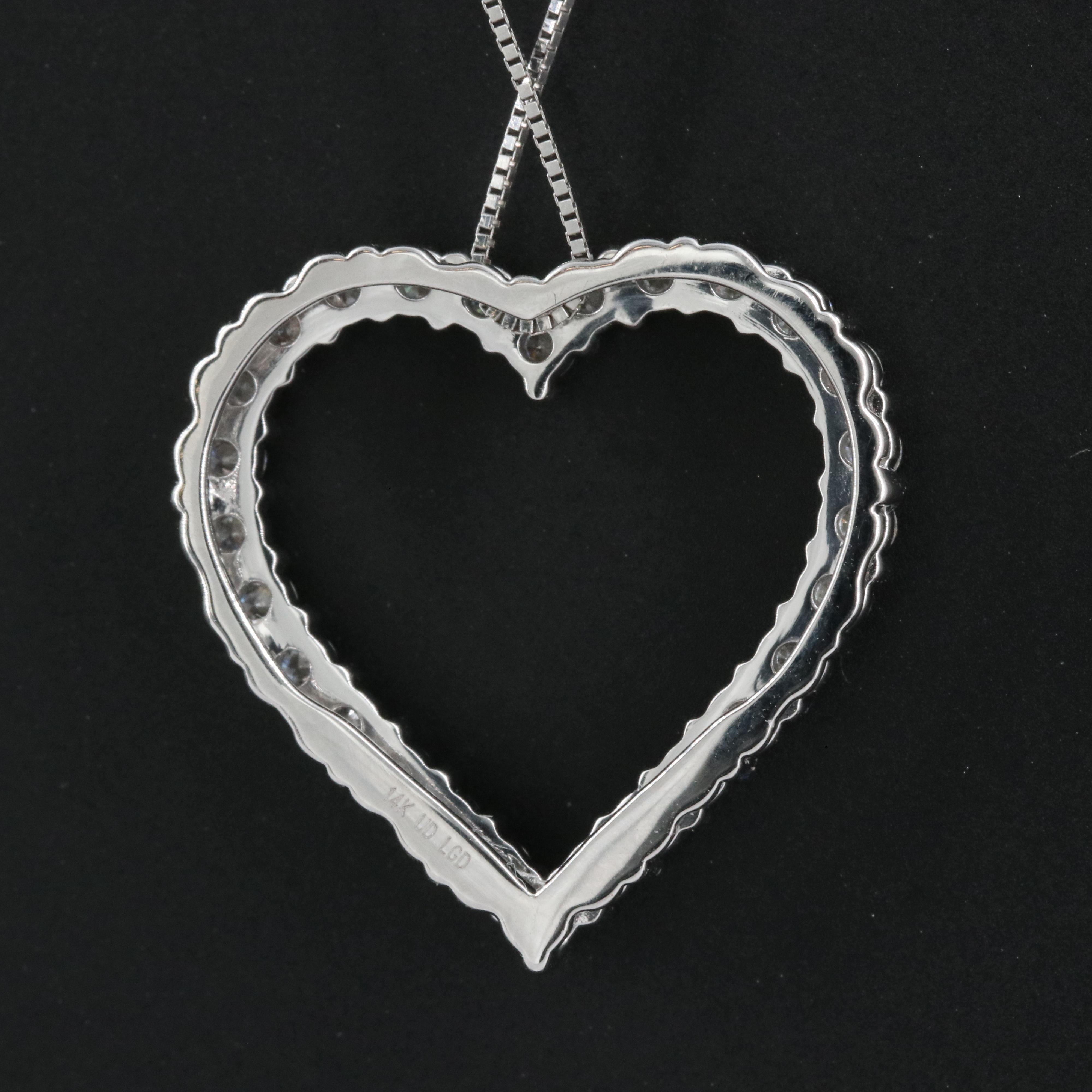 14K 1.00 CTW Lab Grown Diamond Heart Necklace with IGI Online Report