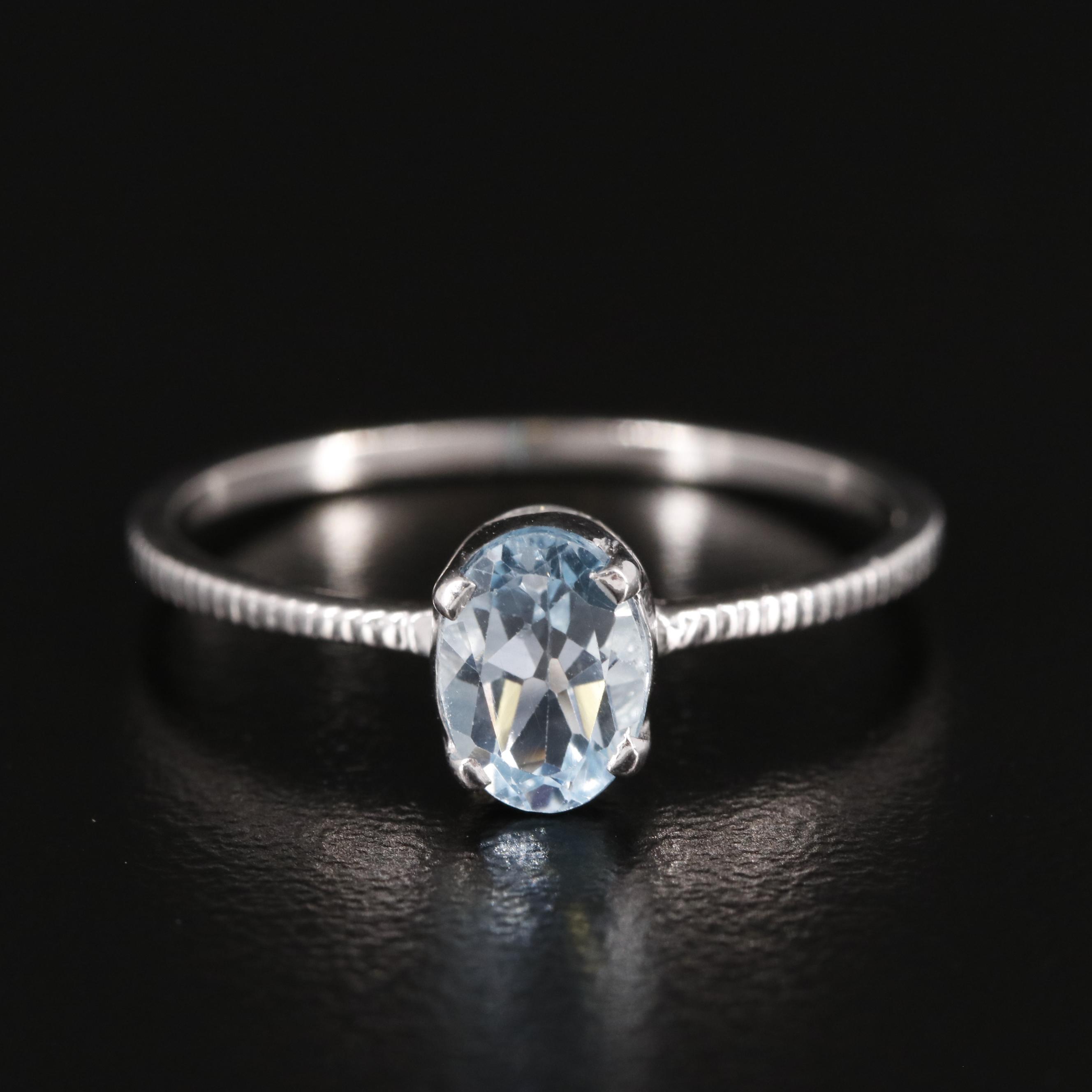 Sterling Blue Topaz Solitaire Ring