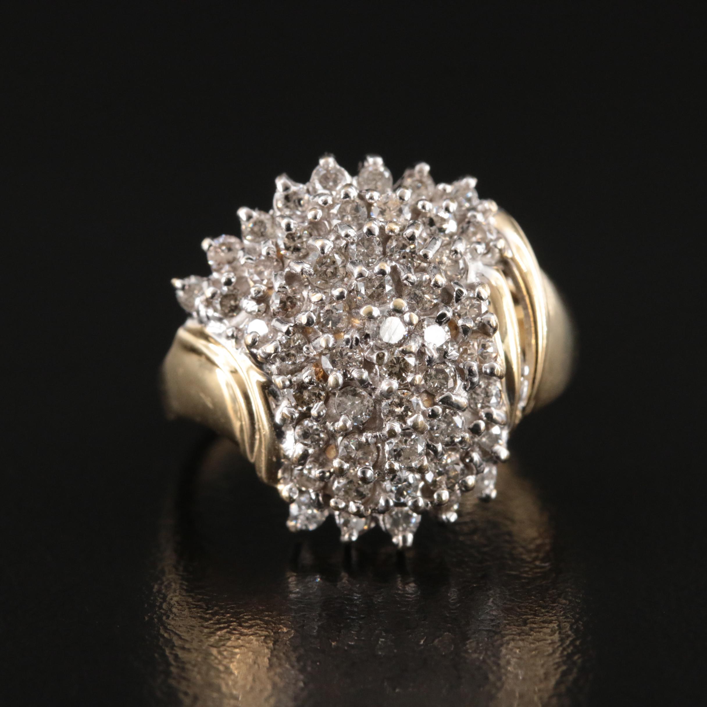14K 0.80 CTW Diamond Cluster Ring