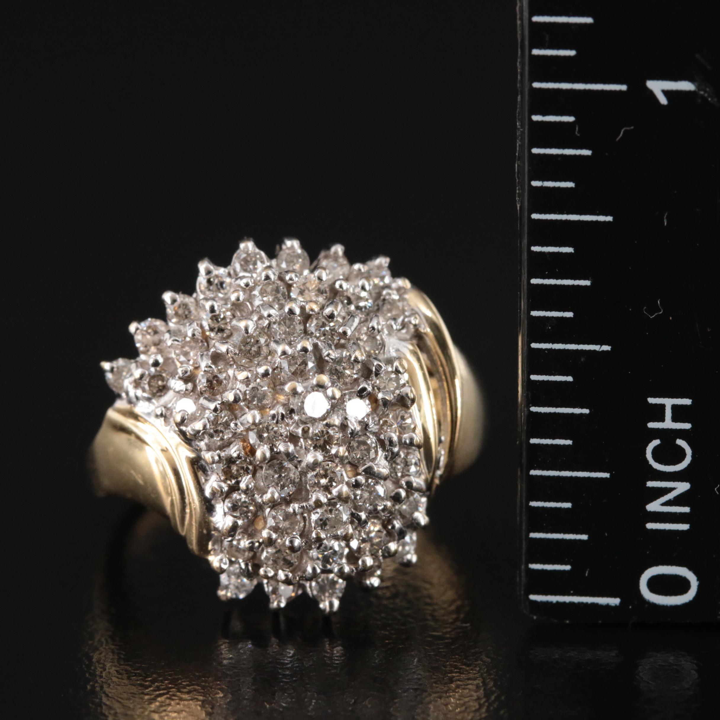 14K 0.80 CTW Diamond Cluster Ring