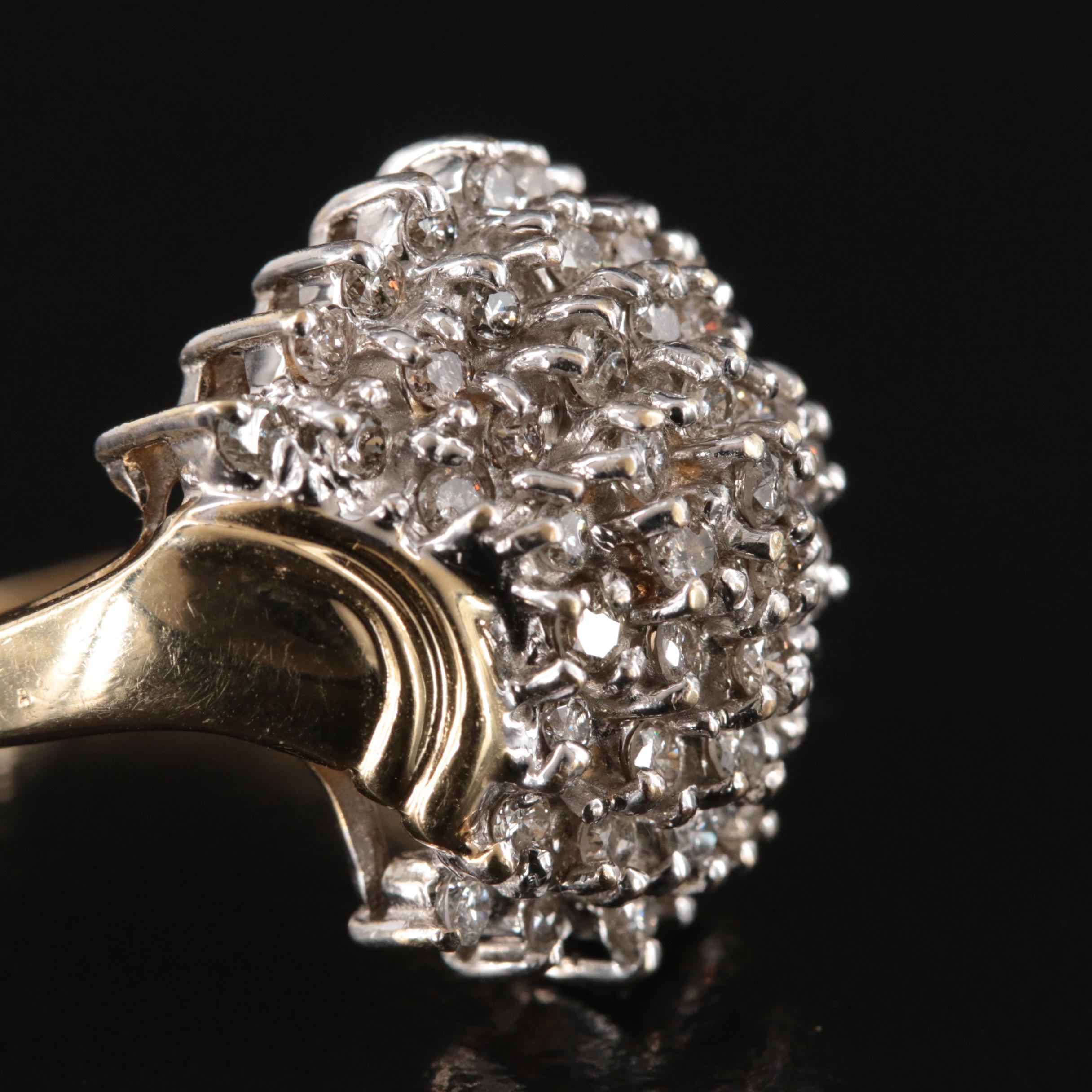 14K 0.80 CTW Diamond Cluster Ring