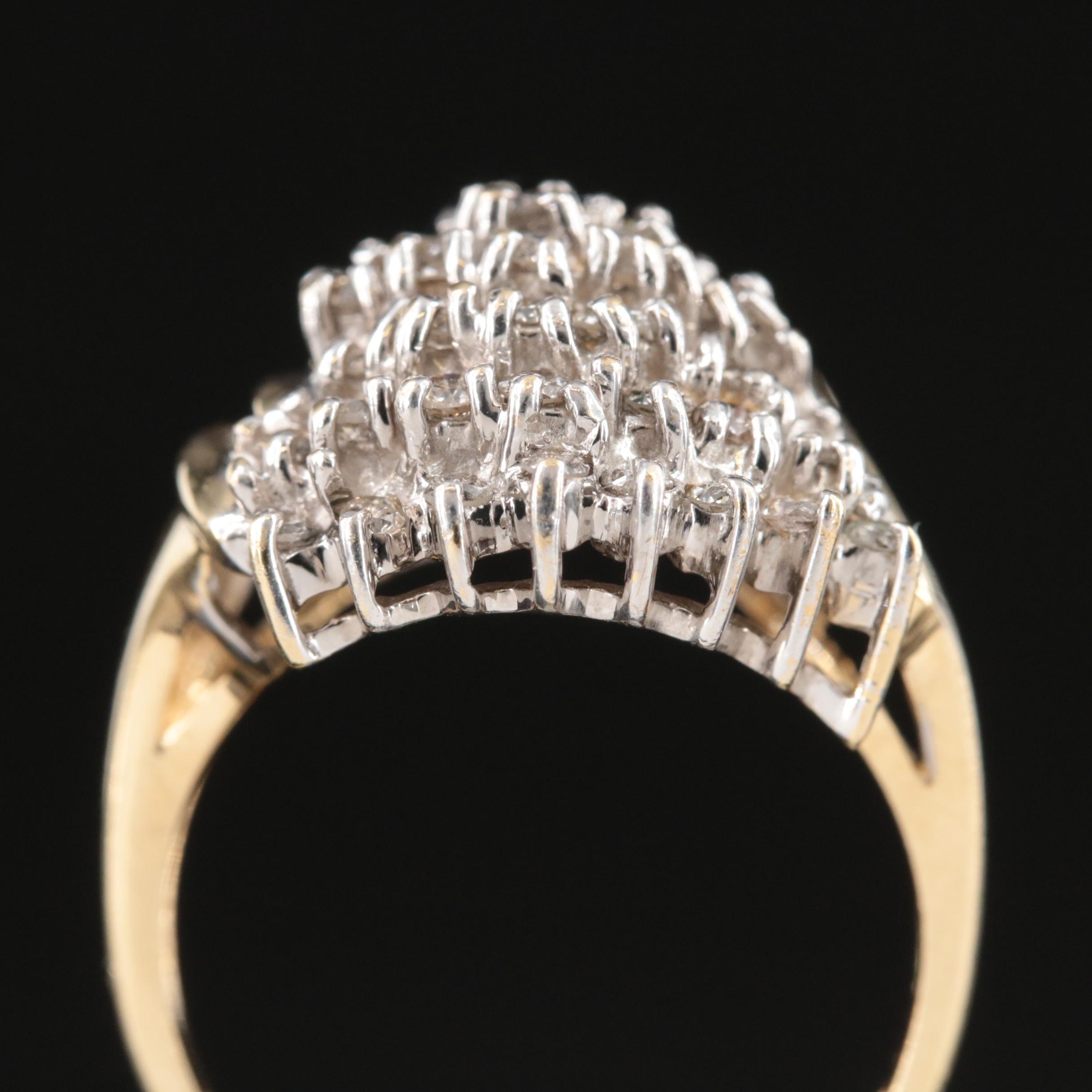 14K 0.80 CTW Diamond Cluster Ring