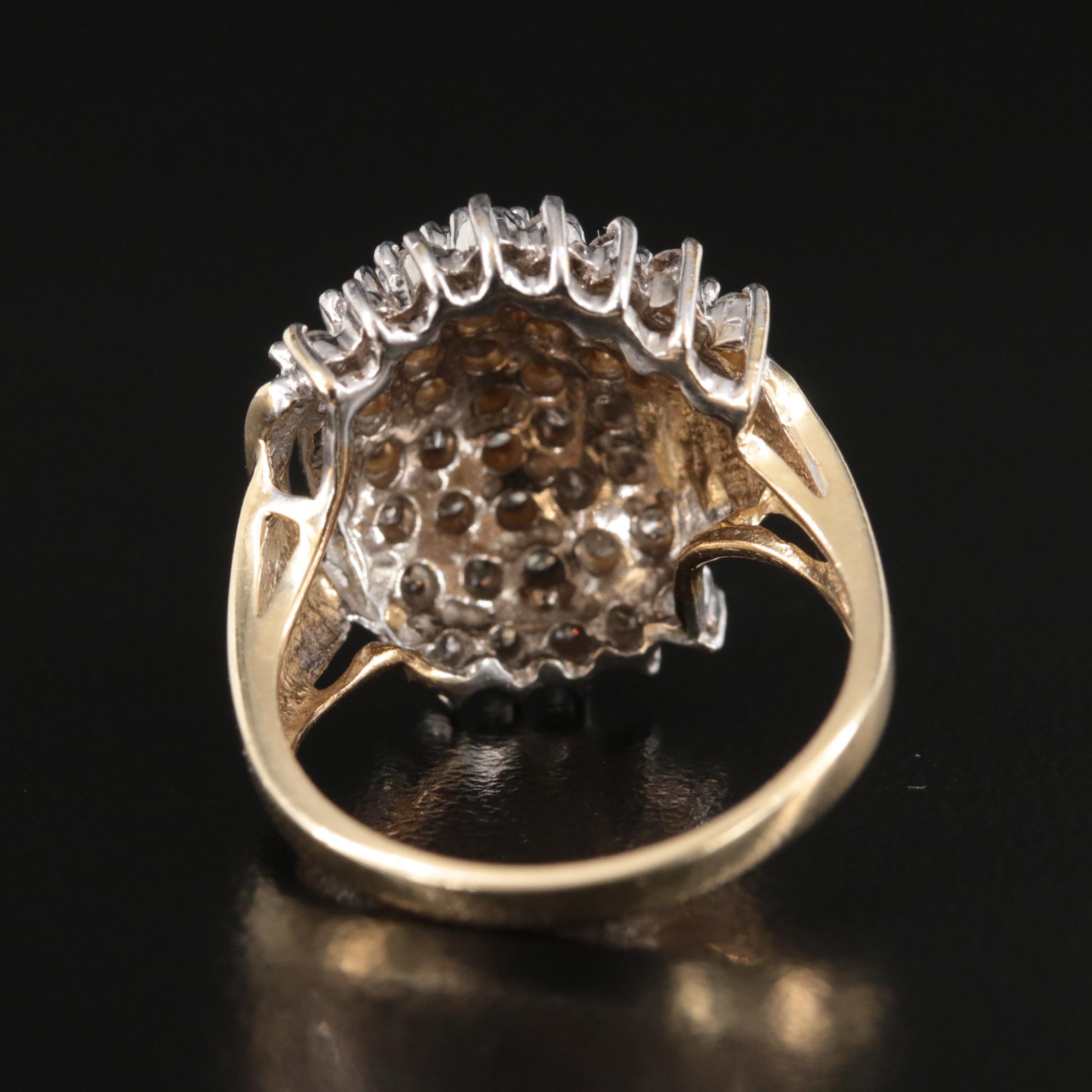 14K 0.80 CTW Diamond Cluster Ring