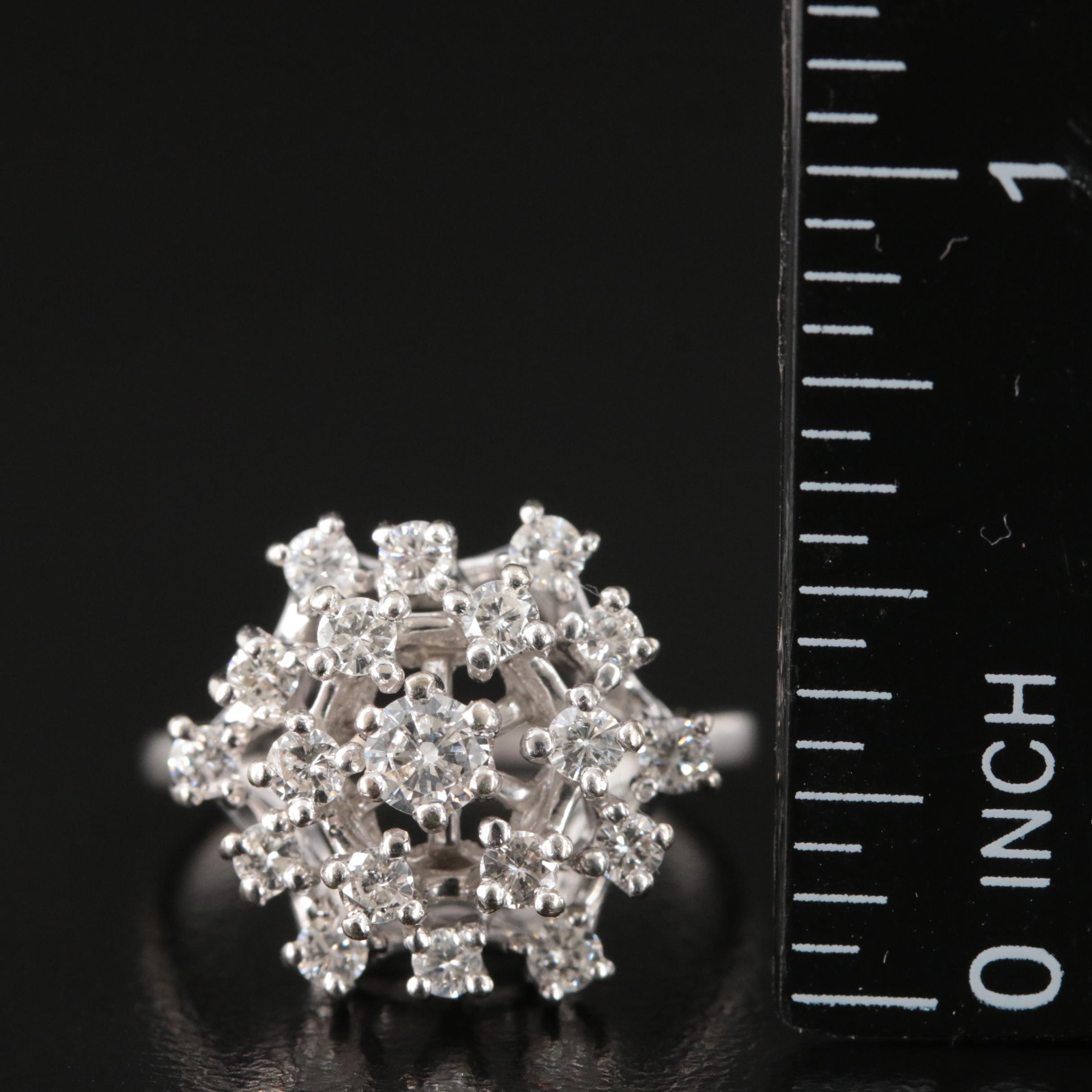 Vintage 14K 0.90 CTW Diamond Cluster Ring