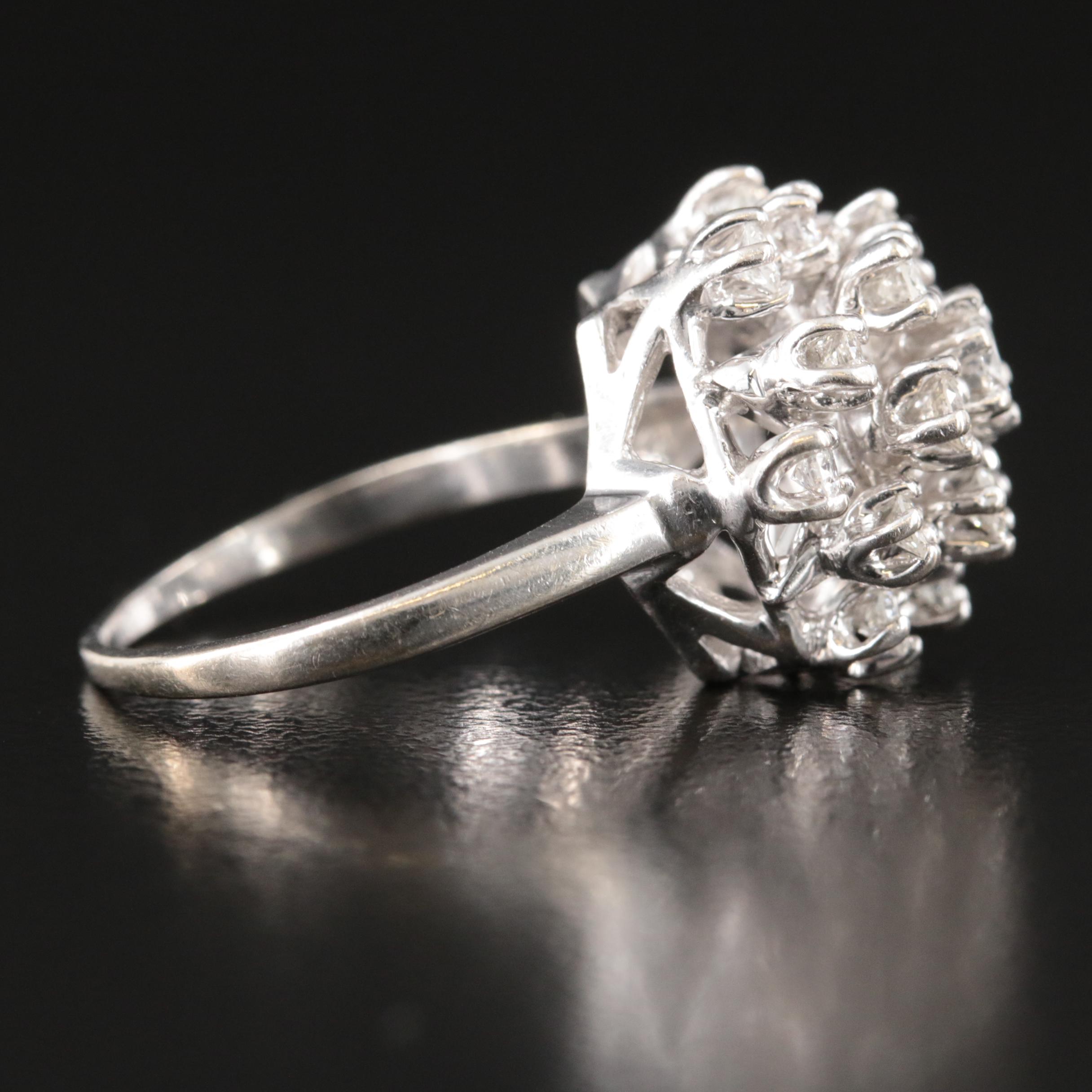 Vintage 14K 0.90 CTW Diamond Cluster Ring