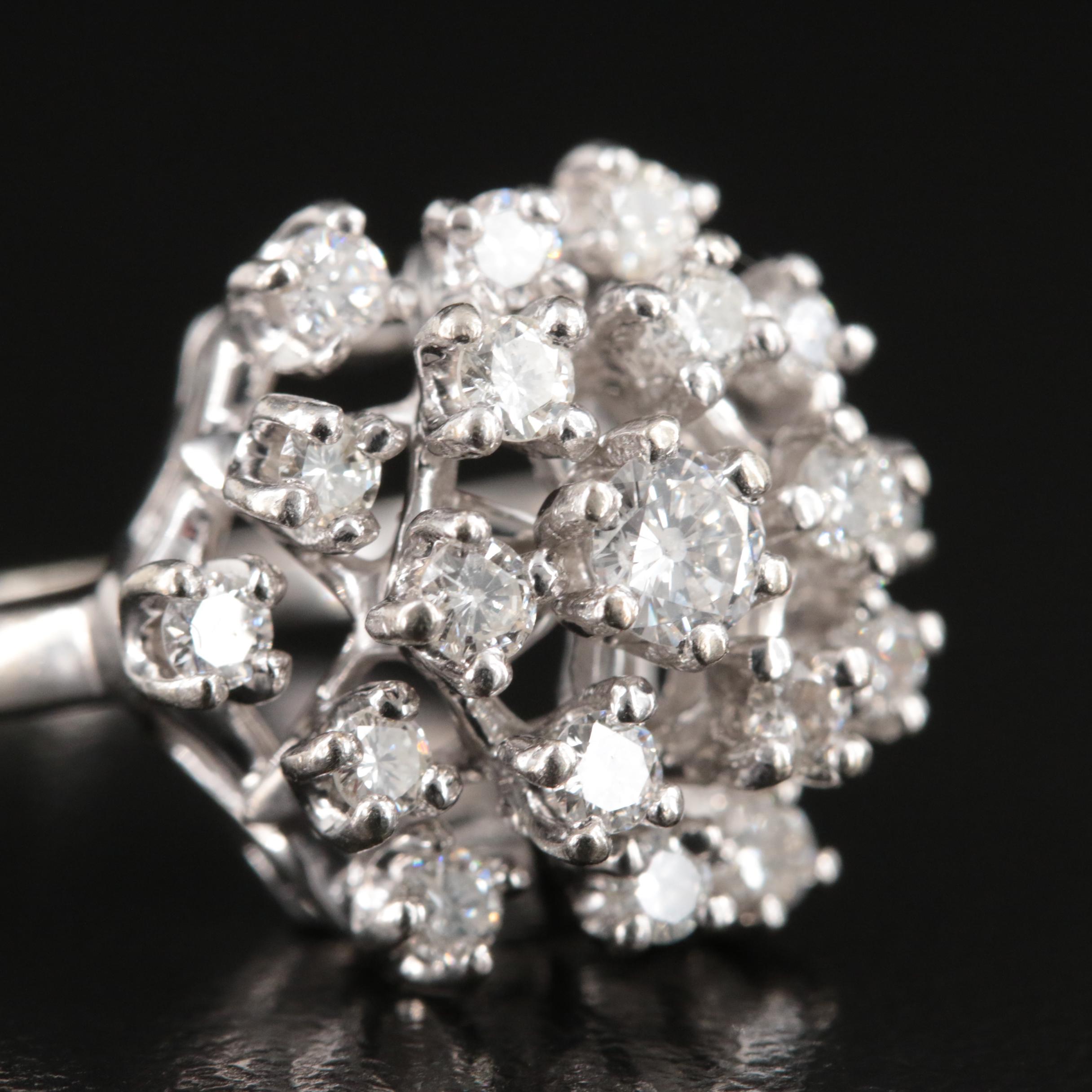 Vintage 14K 0.90 CTW Diamond Cluster Ring
