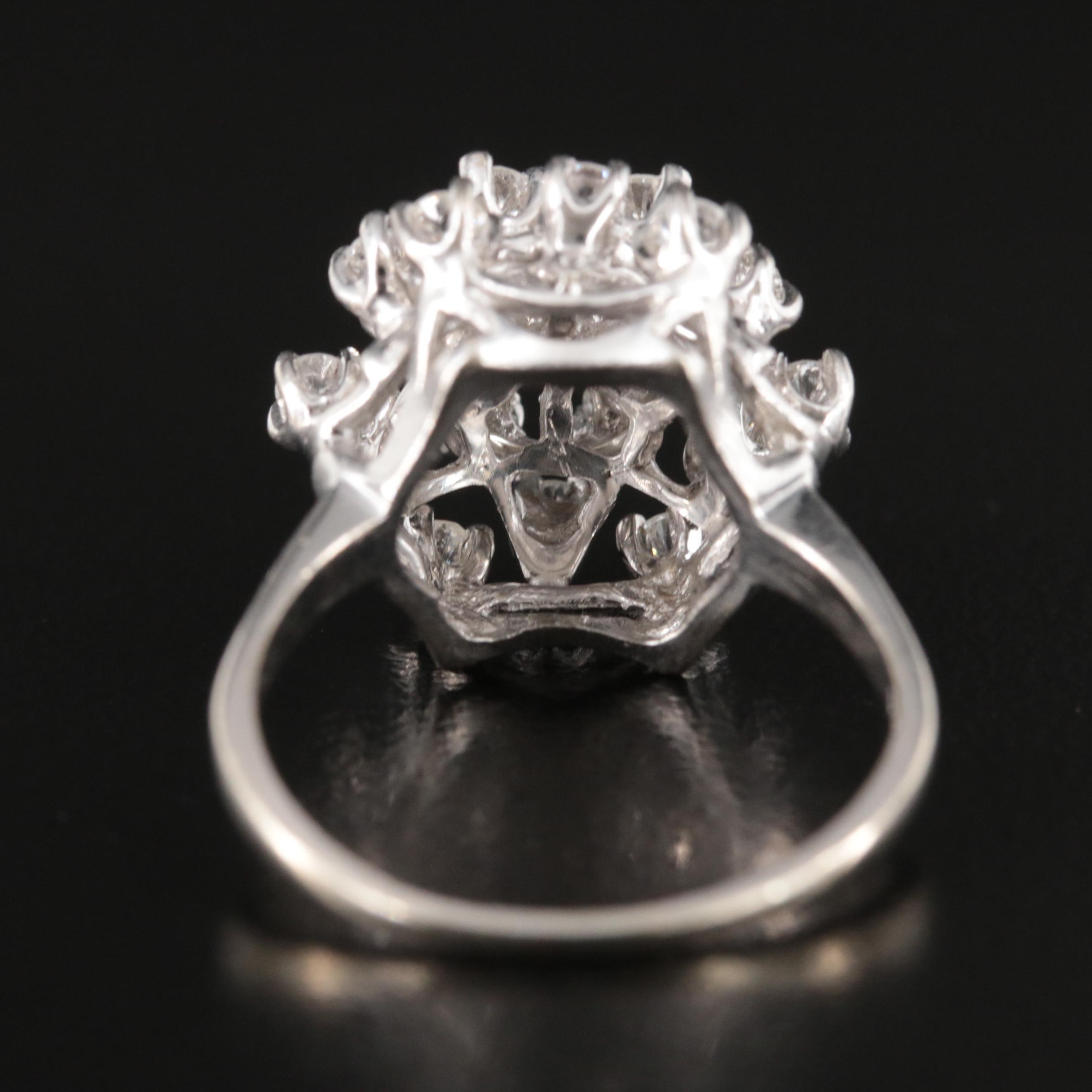 Vintage 14K 0.90 CTW Diamond Cluster Ring