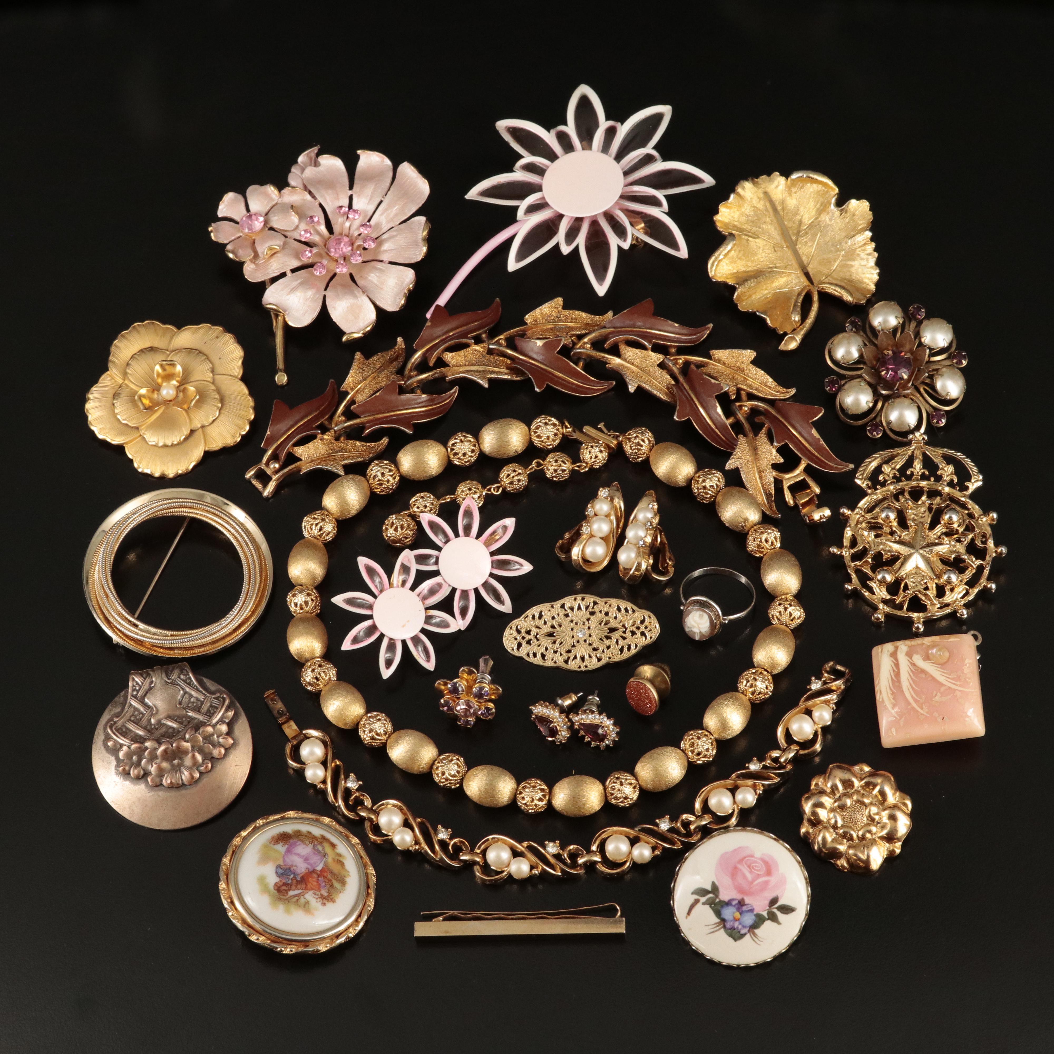 Kramer and BSK Featured in Jewelry Including Sterling and Faux Pearl