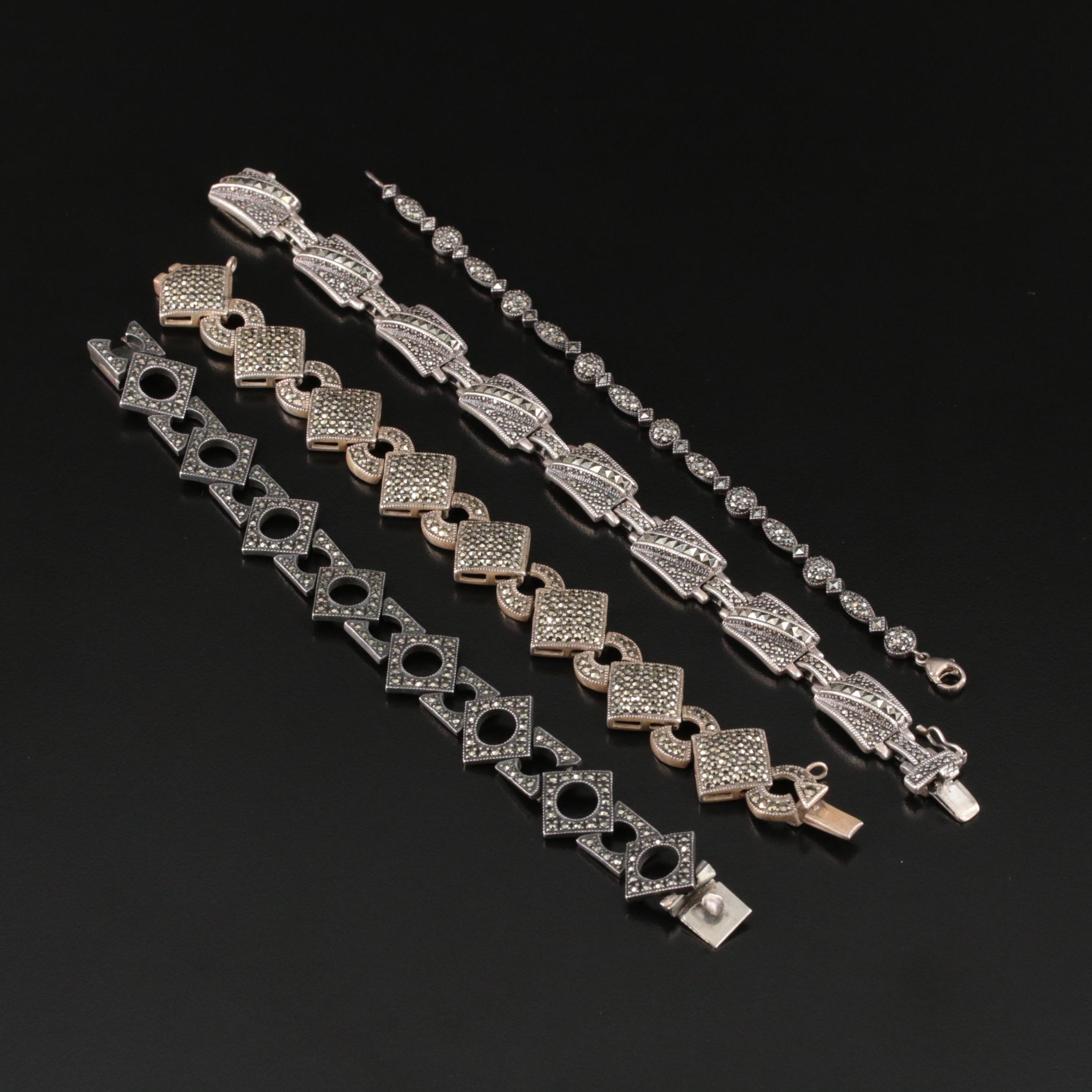 Vintage Style Sterling Marcasite Bracelets