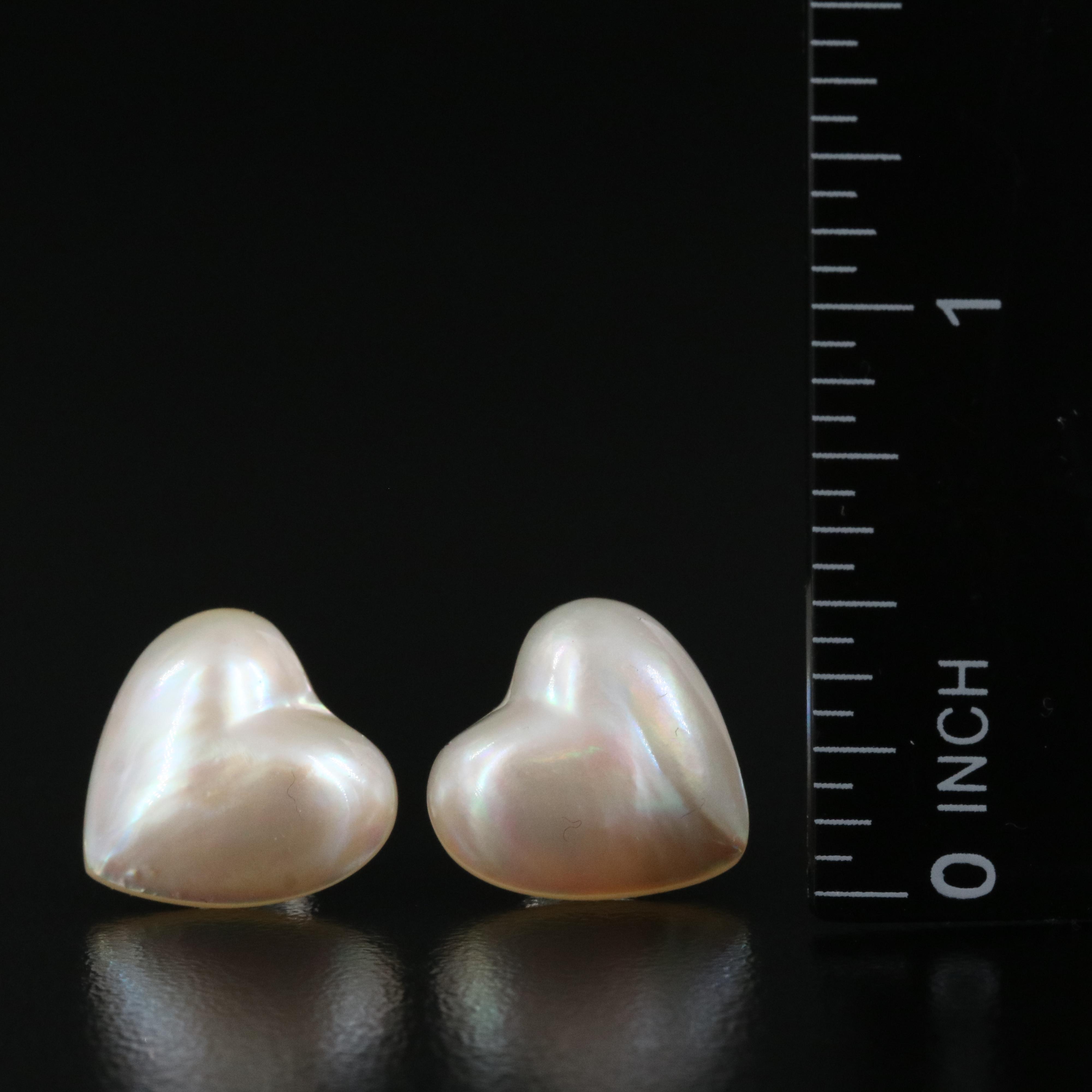 18K Pearl Heart Earrings