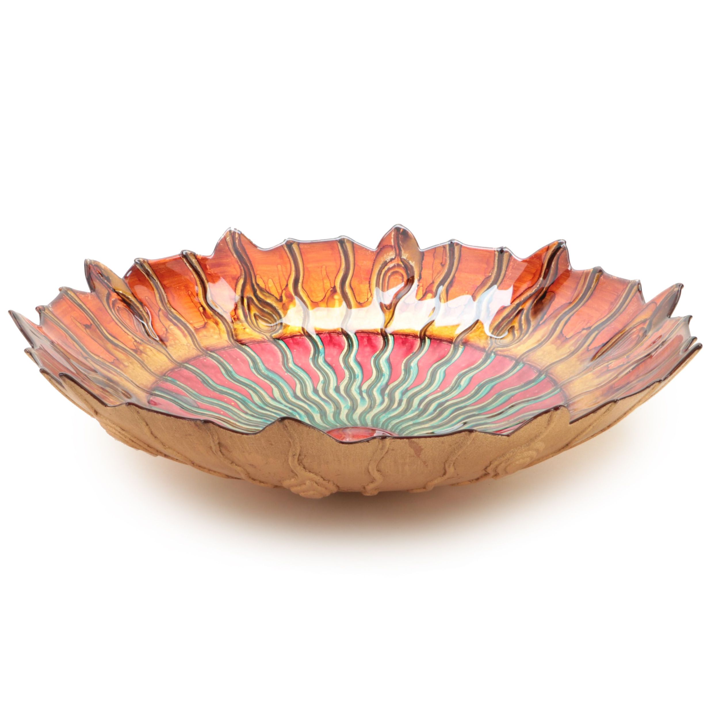 Italian Foiled and Stained Gilded Glass Bowl