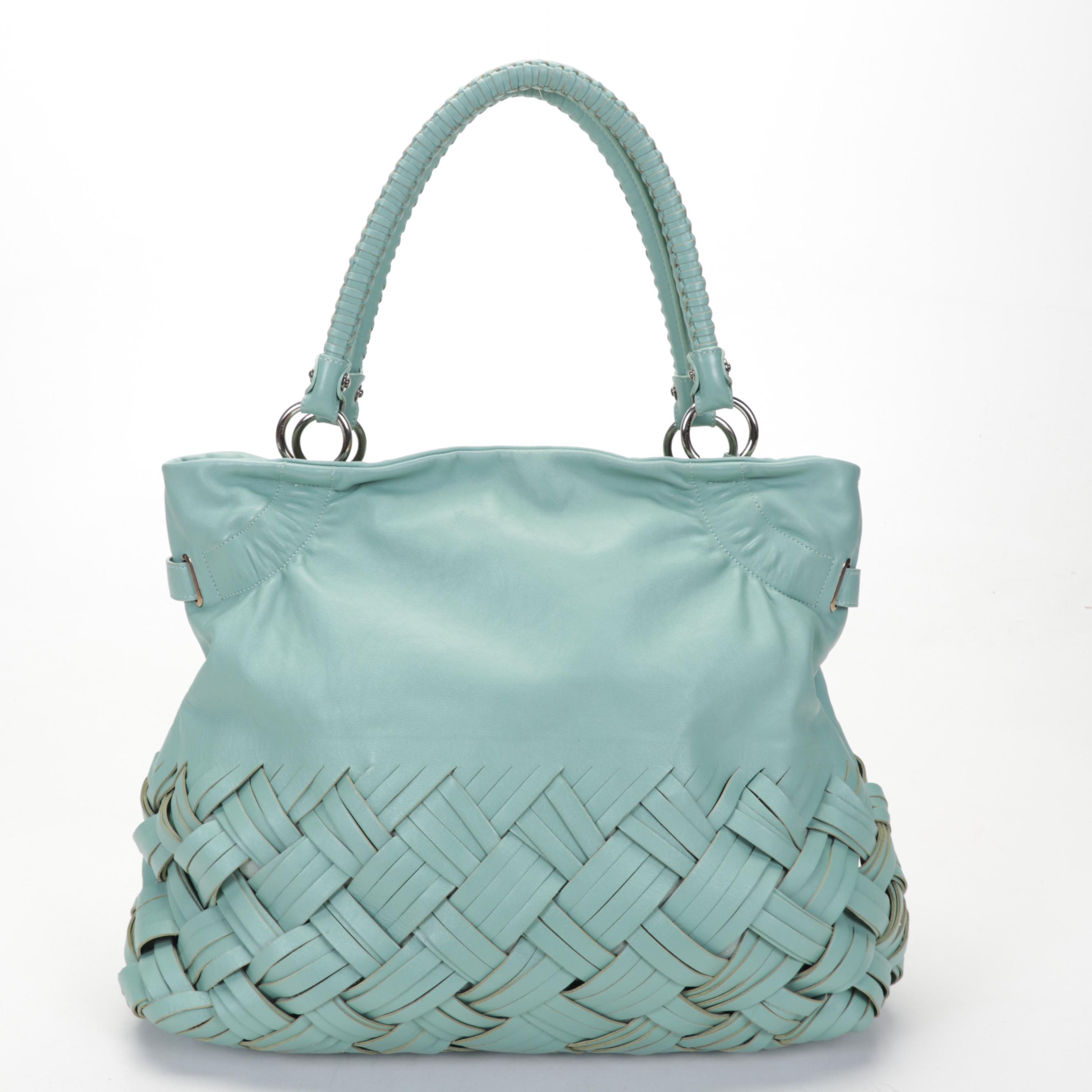 Salvatore Ferragamo Jade Basket Weave Leather Handbag