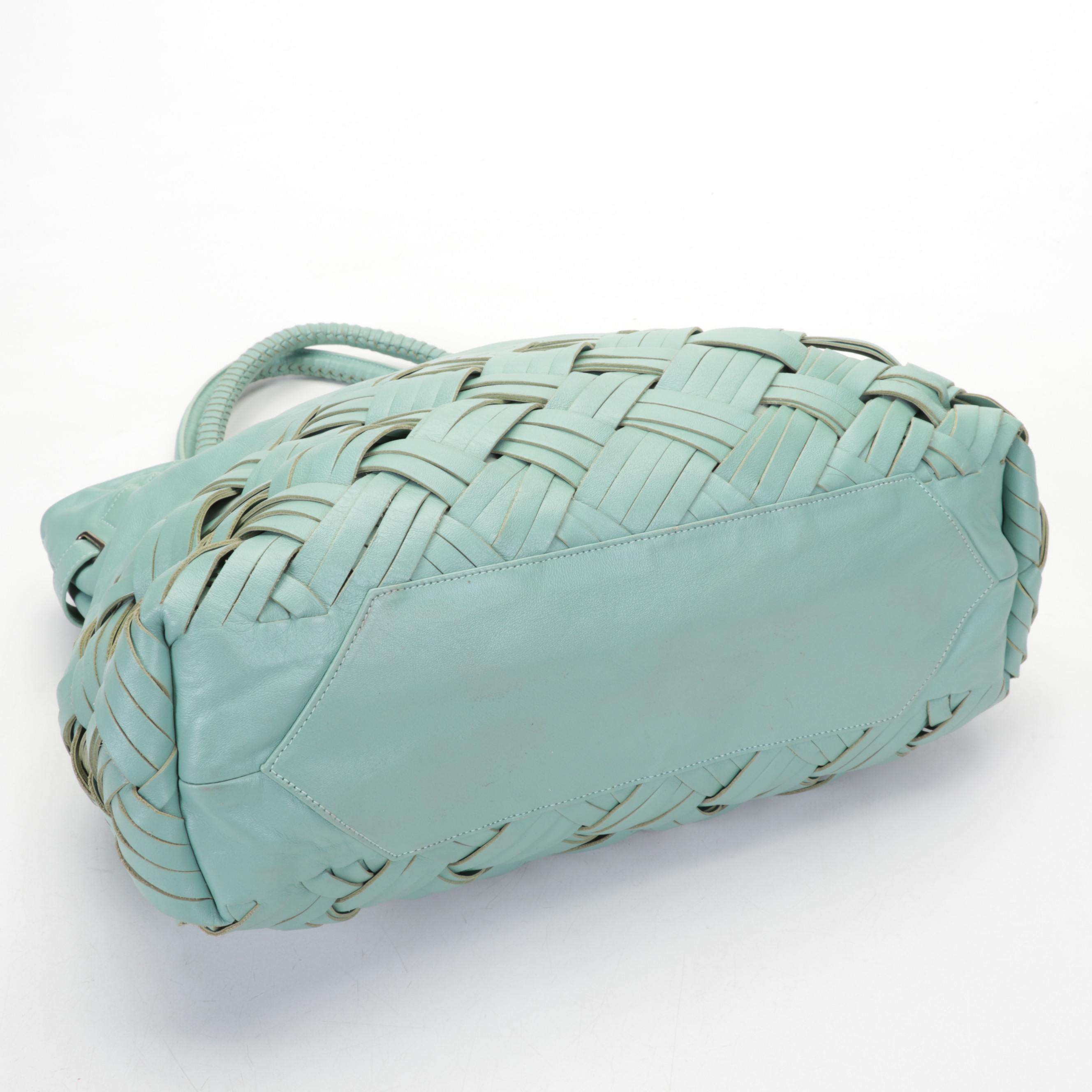 Salvatore Ferragamo Jade Basket Weave Leather Handbag